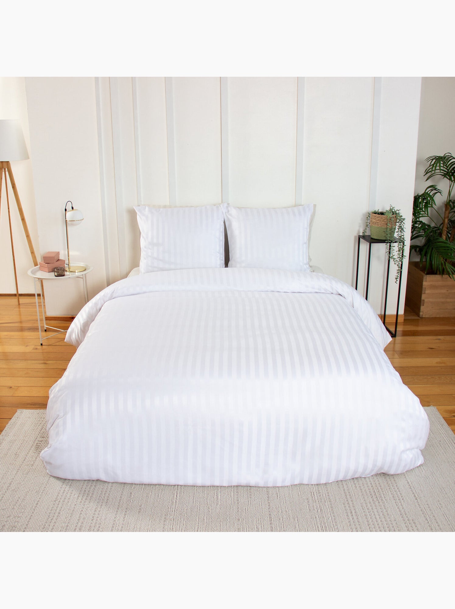 Parure de couette satin microfibre tomette - Blanc