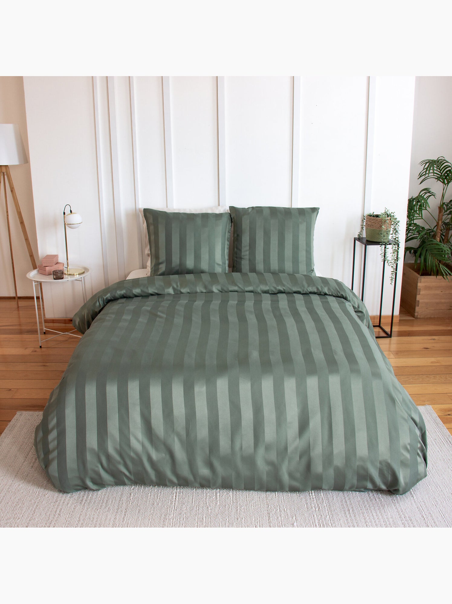 Parure de couette satin microfibre tomette - Vert
