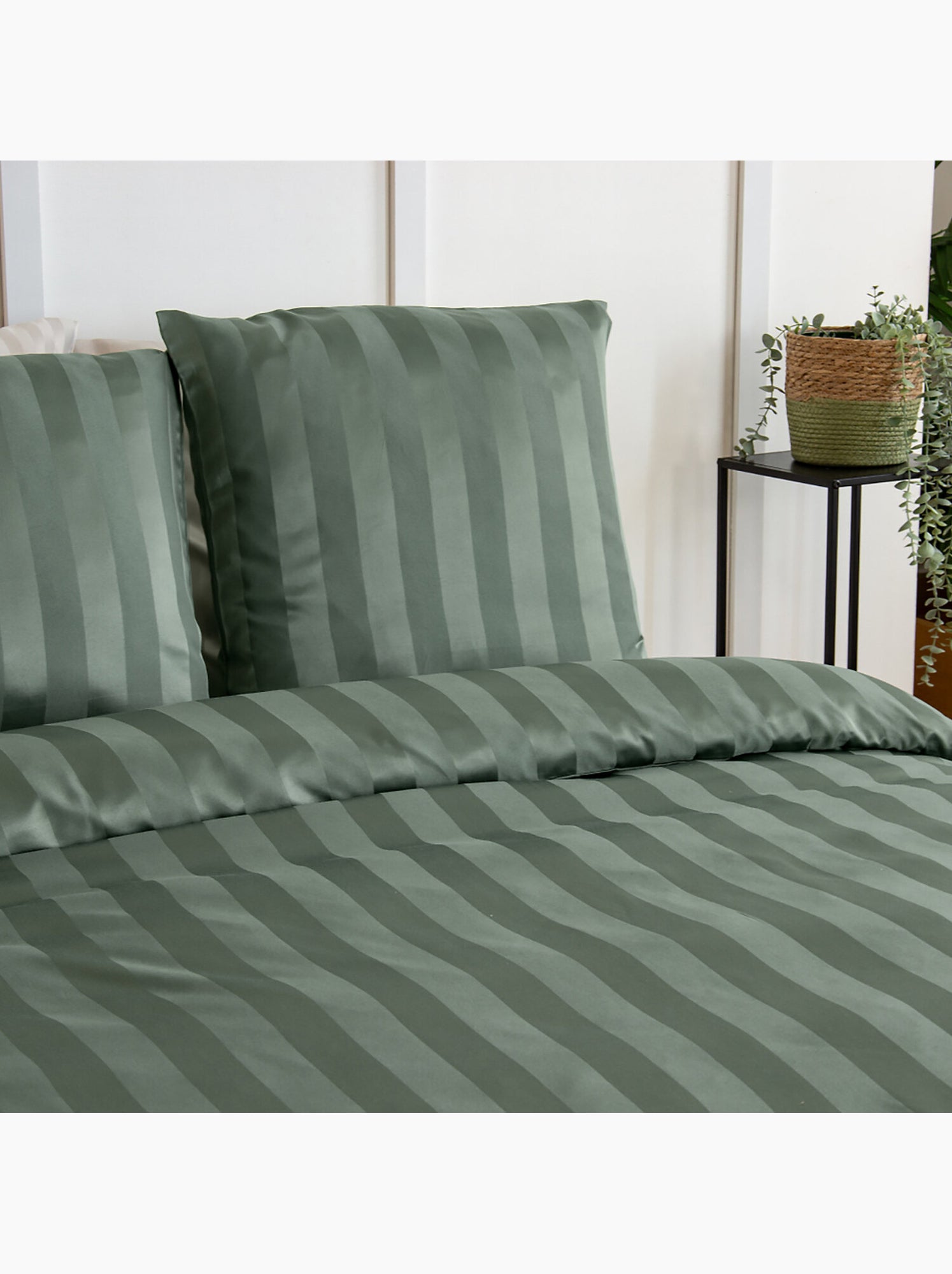 Parure de couette satin microfibre tomette - Vert