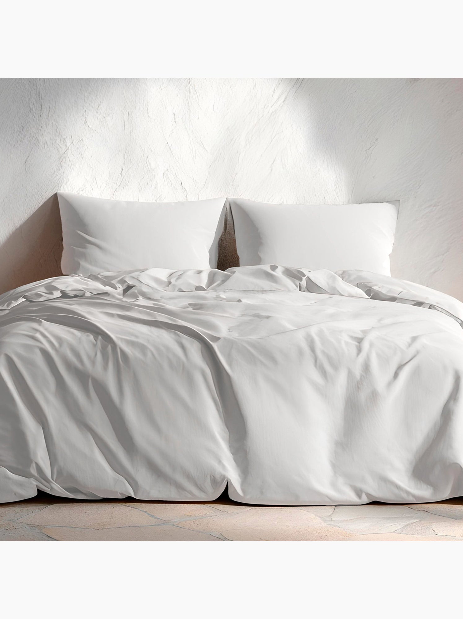 Parure de housse de couette 100% coton, avec taie(s) d’oreiller, unie - Gamusi. - Gris clair