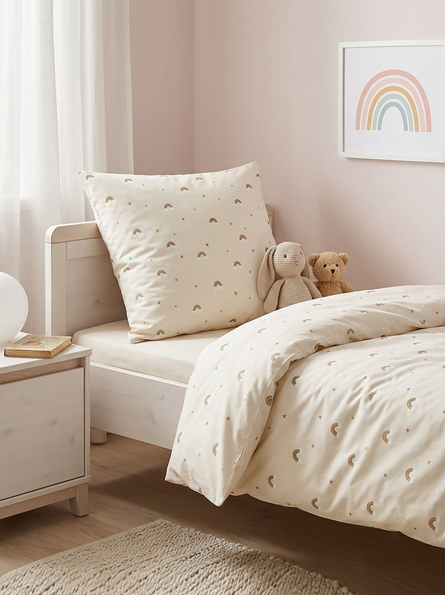 Parure de lit 1 personne 140x200 cm en coton - Beige (CGW85_10)
