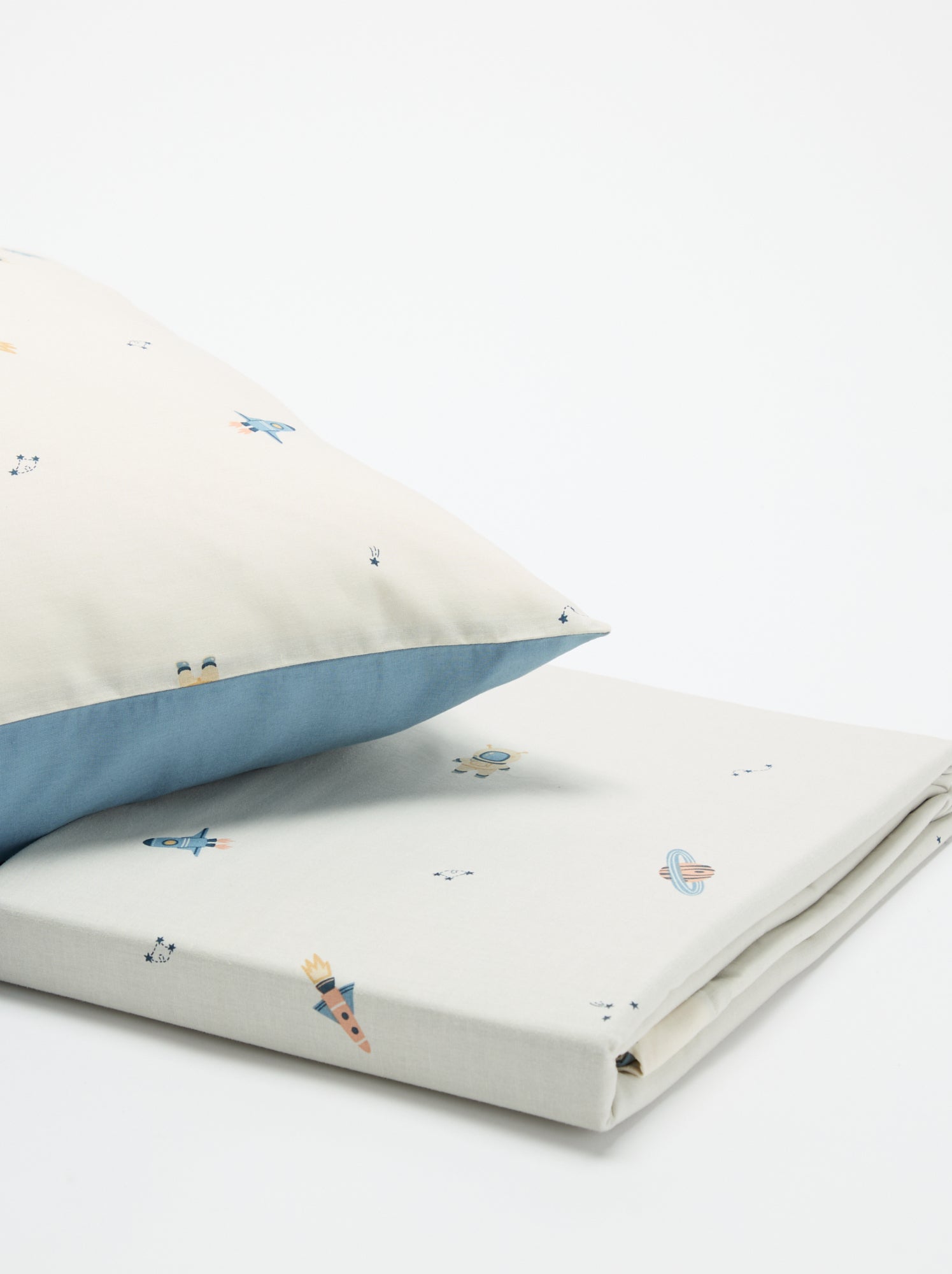 Parure de lit 1 personne 140x200 cm en coton - Bleu (CGW85_14)