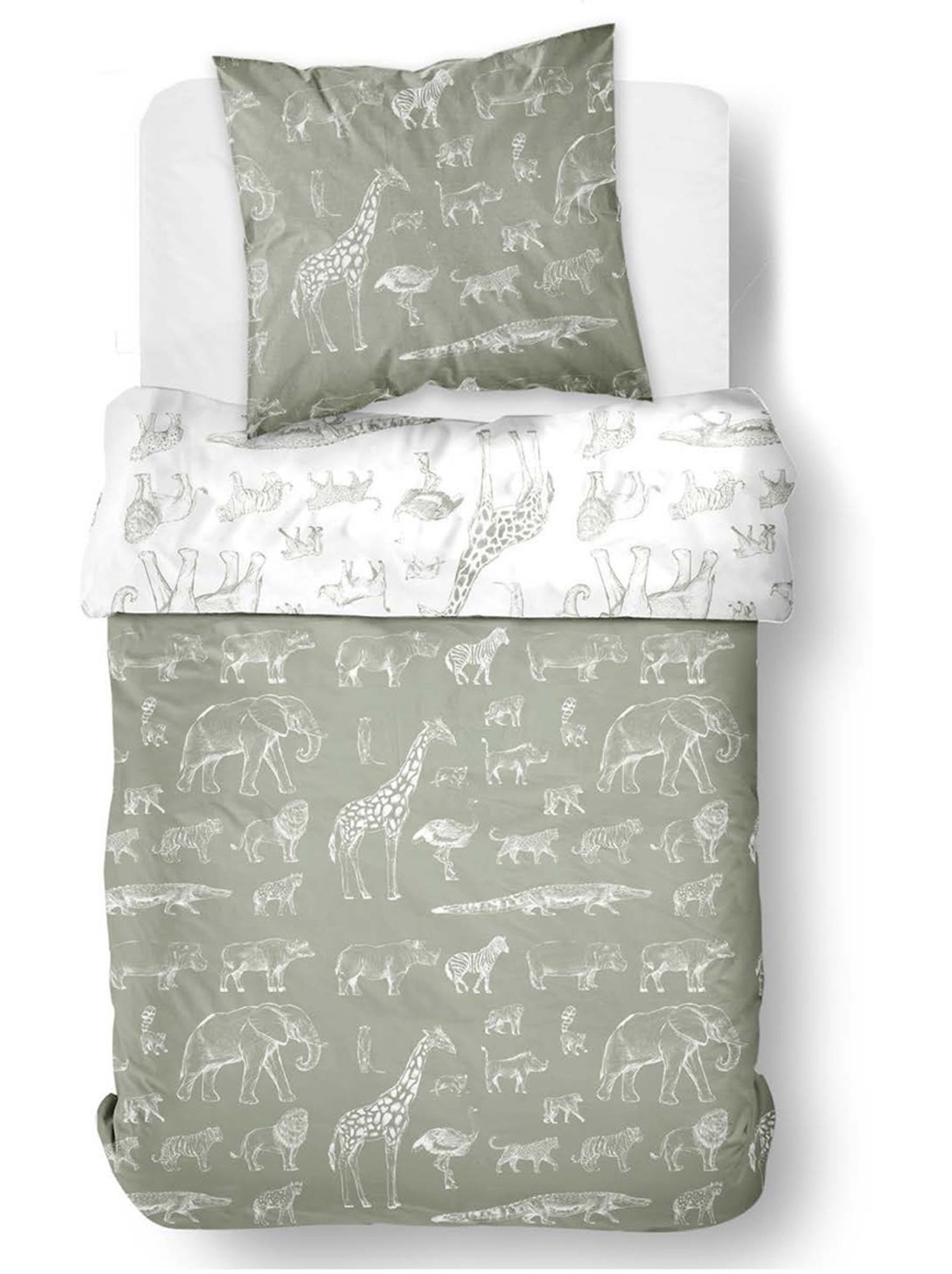 Parure de lit 1 personne HAPPY - Vert