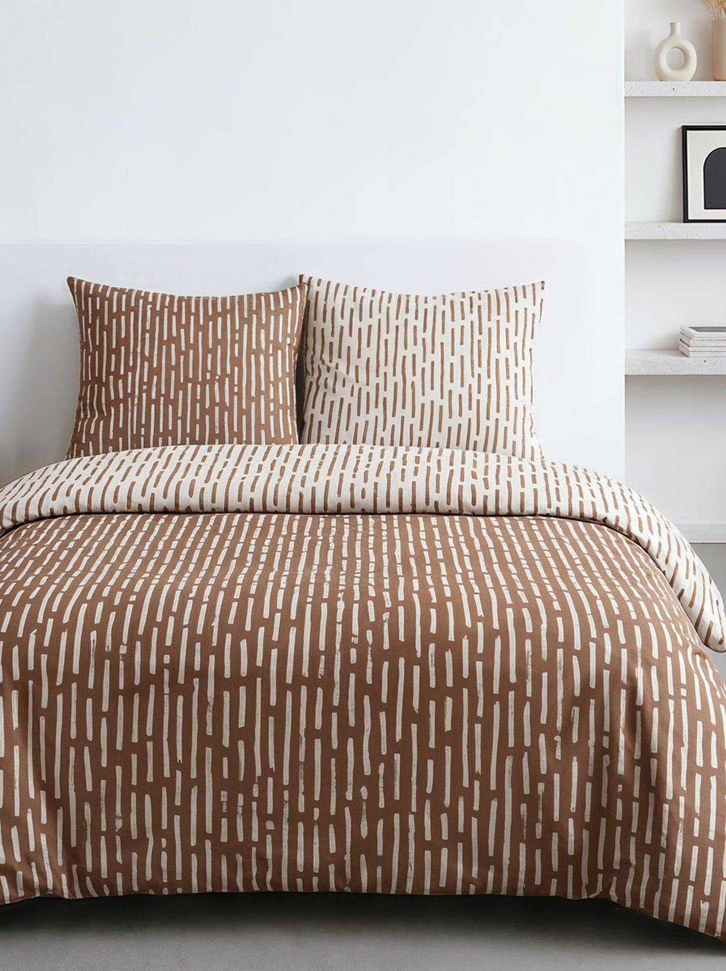 Parure de lit 2 personnes - 240x220cm - Marron