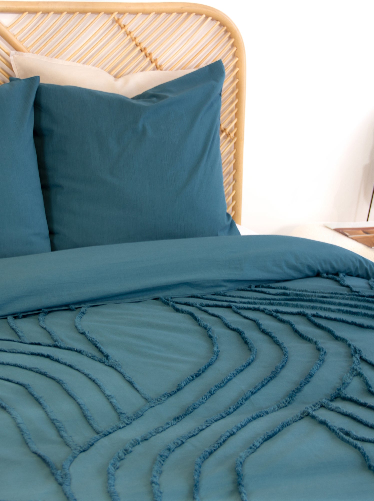 Parure de lit 2 personnes 3 pièces - 1 housse de couette + 2 taies d'oreiller - Bleu