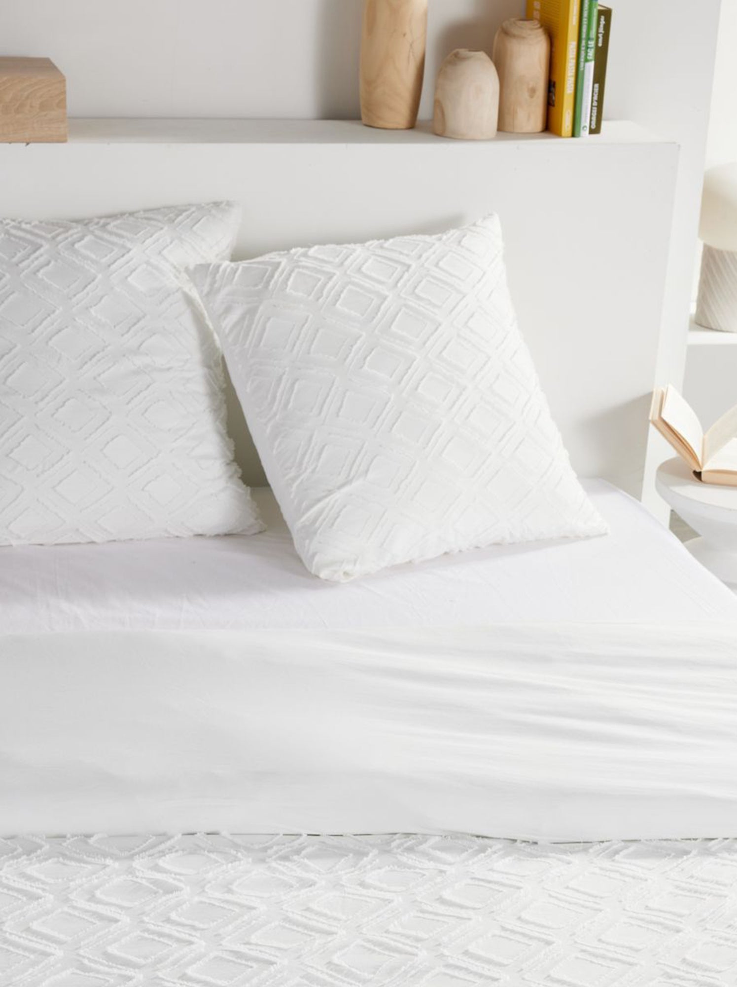 Parure de lit 2 personnes - 3 pièces - housse de couette + 2 taies d'oreiller - Blanc