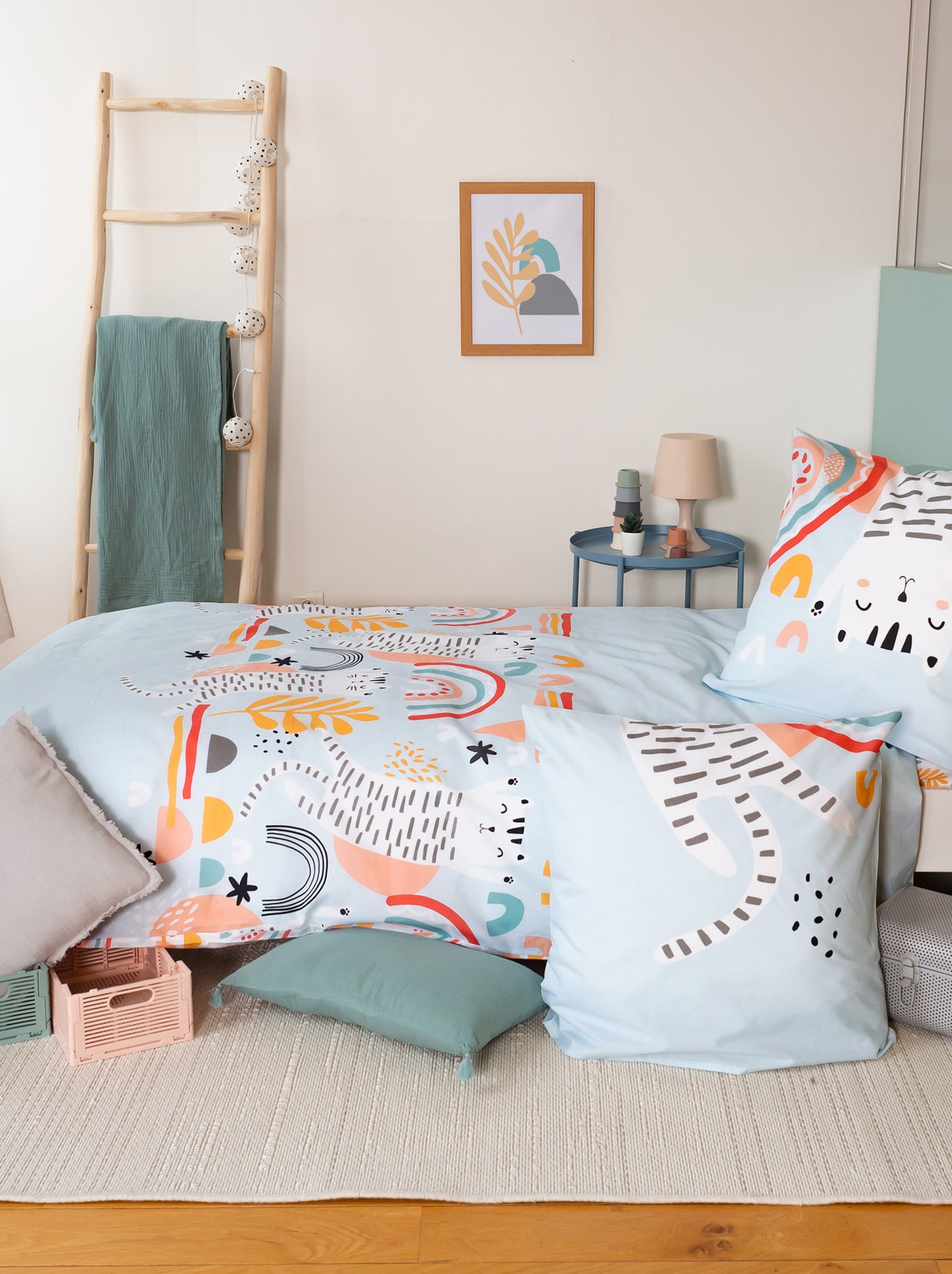 Parure de lit 2 pièces 1 personne - Housse de couette + 1 taie d'oreiller - Bleu