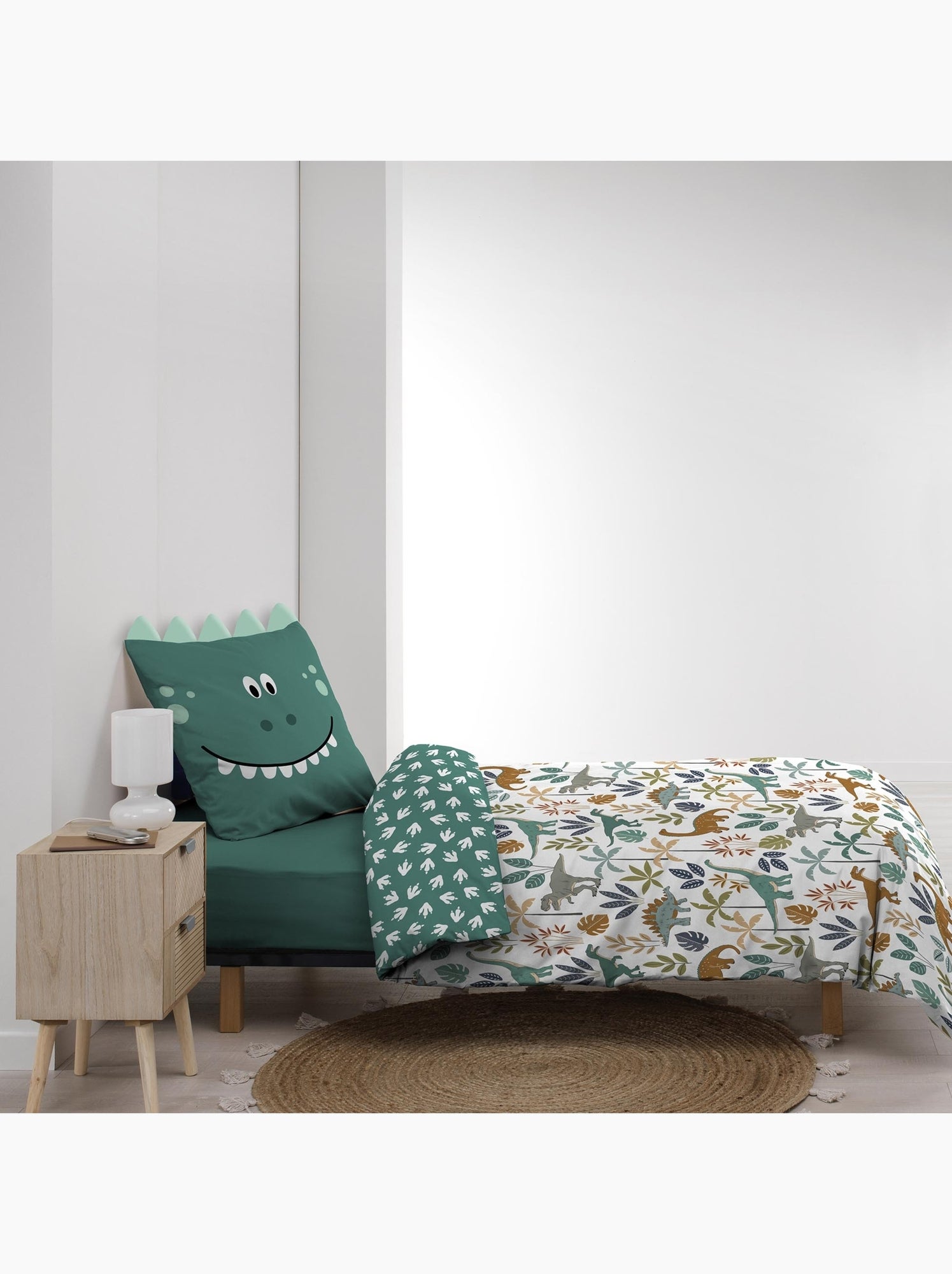 Parure de lit 2 pièces réversible dinosaure - Vert
