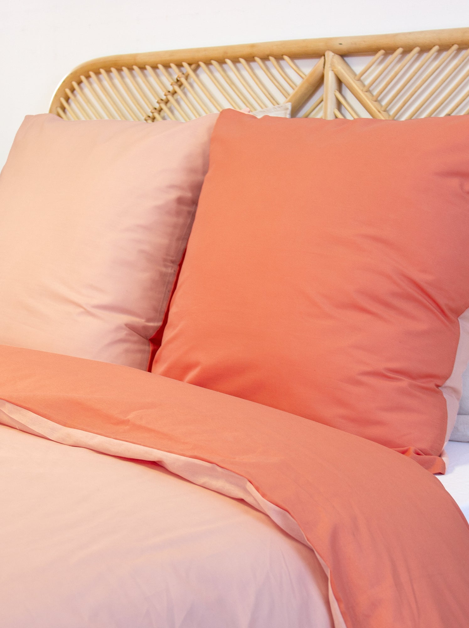 Parure de lit + 2 taies d'oreiller en coton uni 240x220 - 260x240 - Orange (FML82_1)