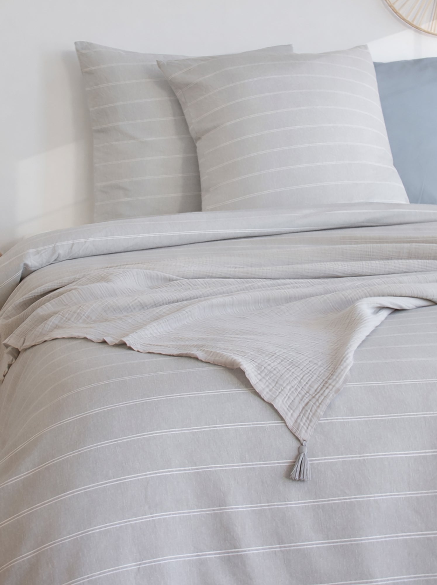 Parure de lit 3 pièces - 1 housse de couette + 2 taies d'oreiller - Beige