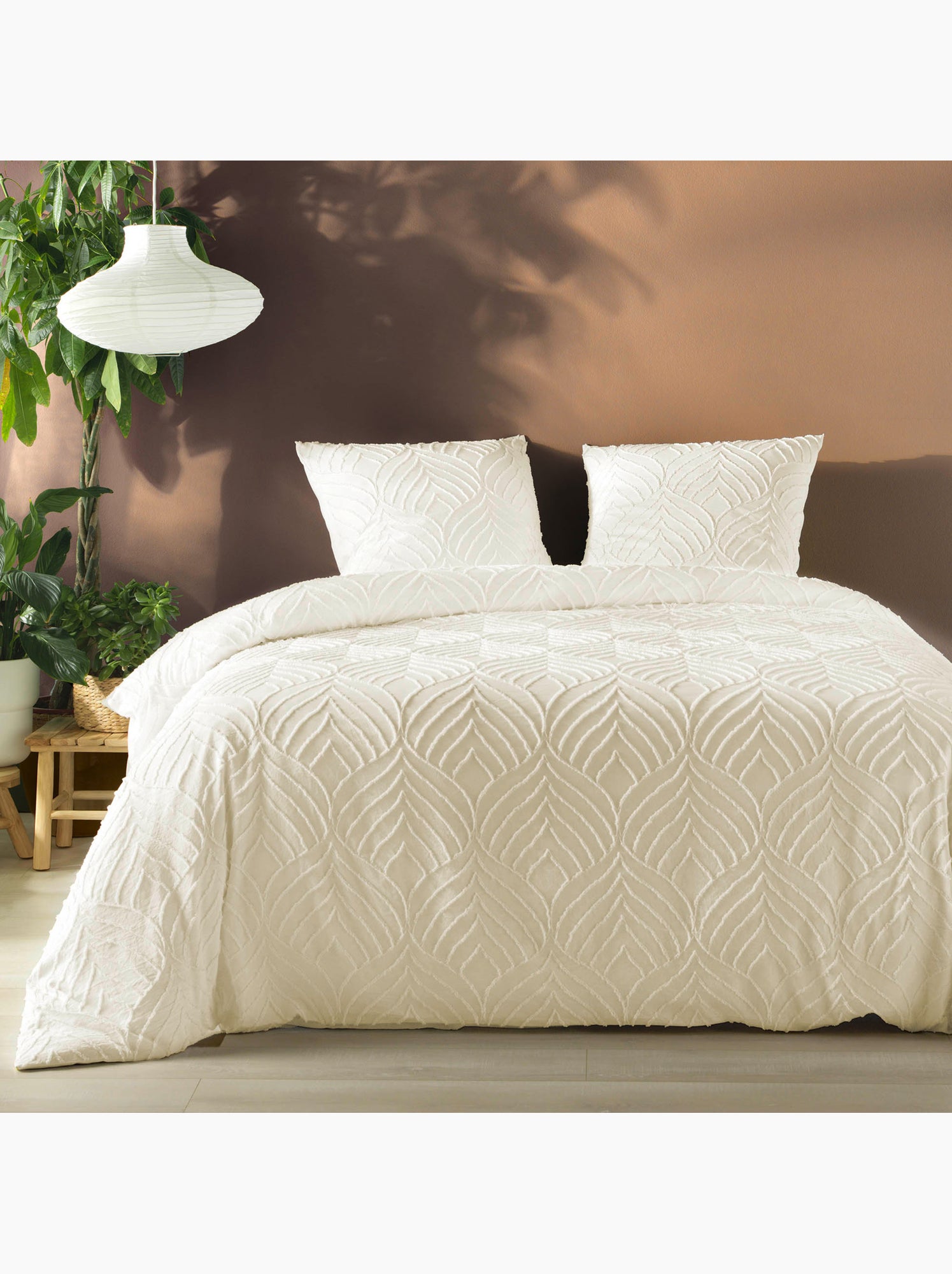 Parure de lit 3 pièces tufté - Beige clair