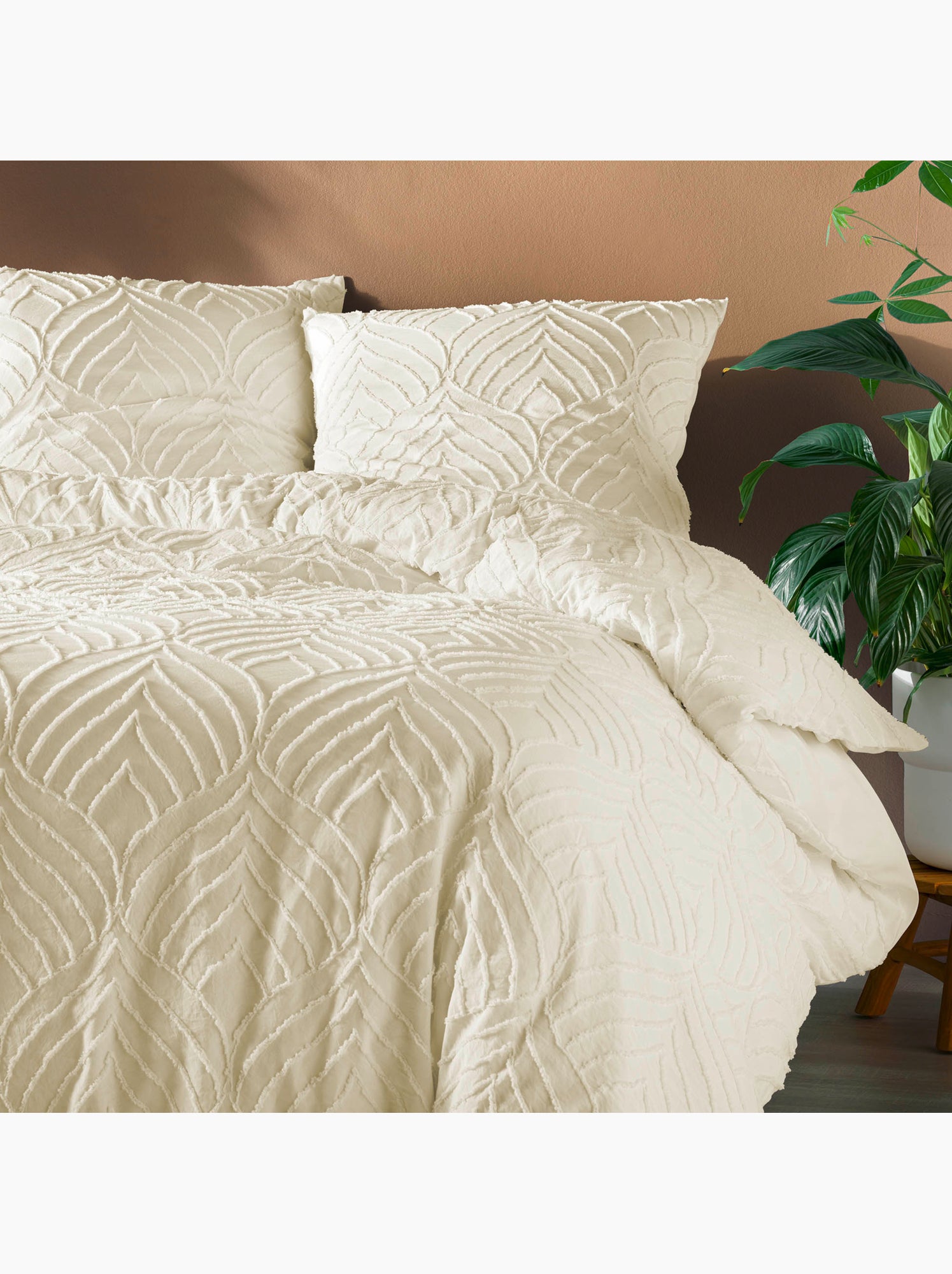 Parure de lit 3 pièces tufté - Beige clair