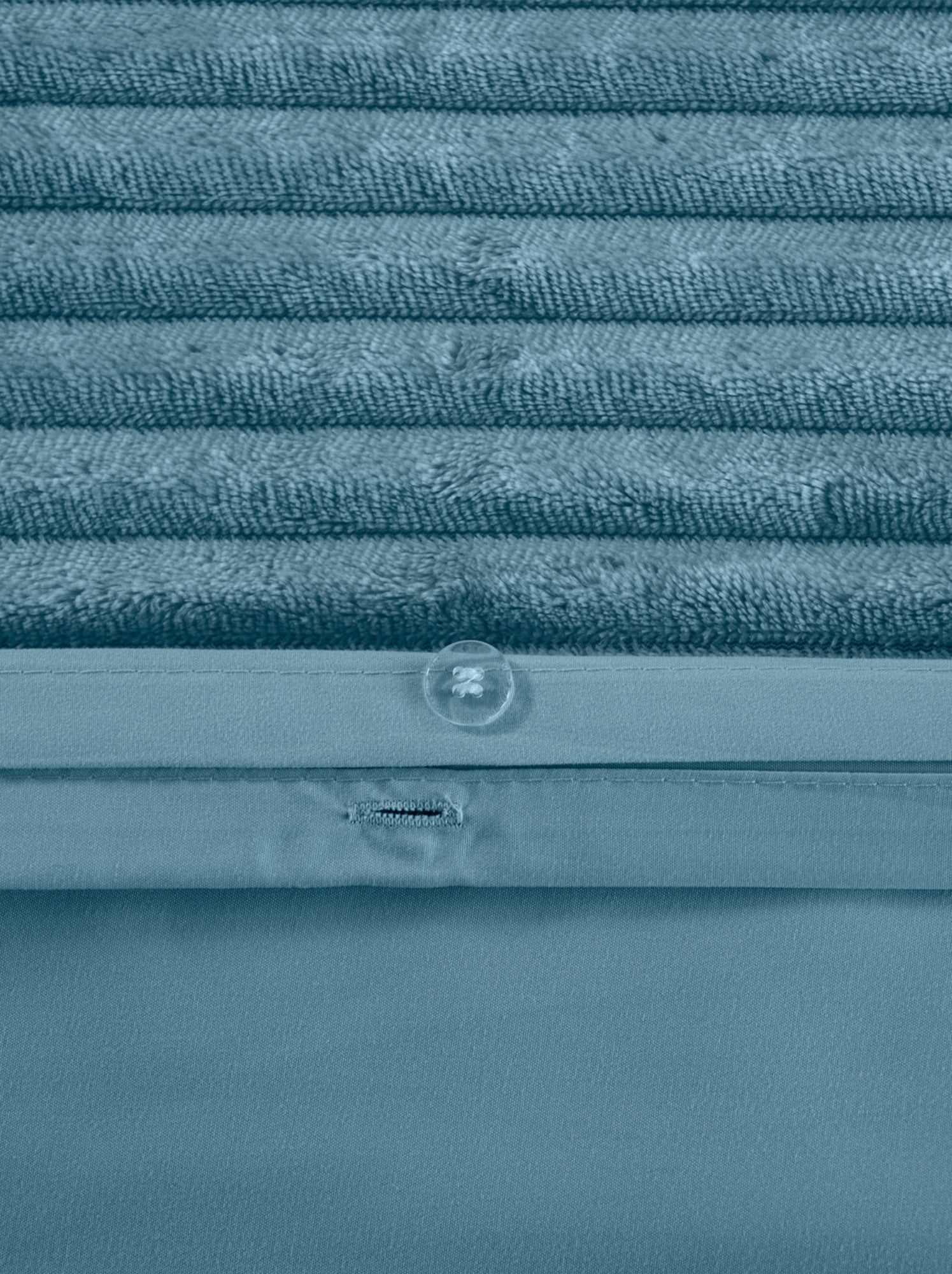 Parure de lit 3 pièces velours bande côtelé housse + taies - Bleu