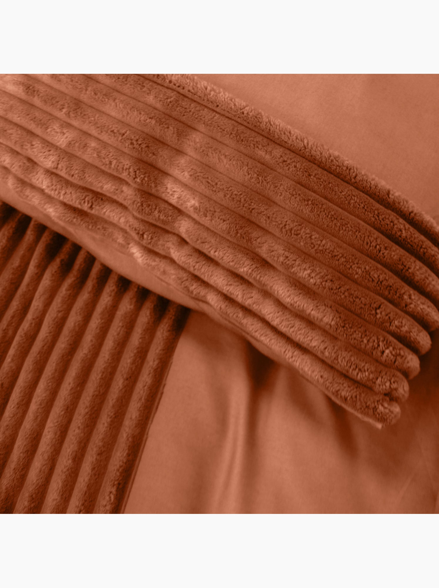 Parure de lit 3 pièces velours bande côtelé housse + taies - Orange