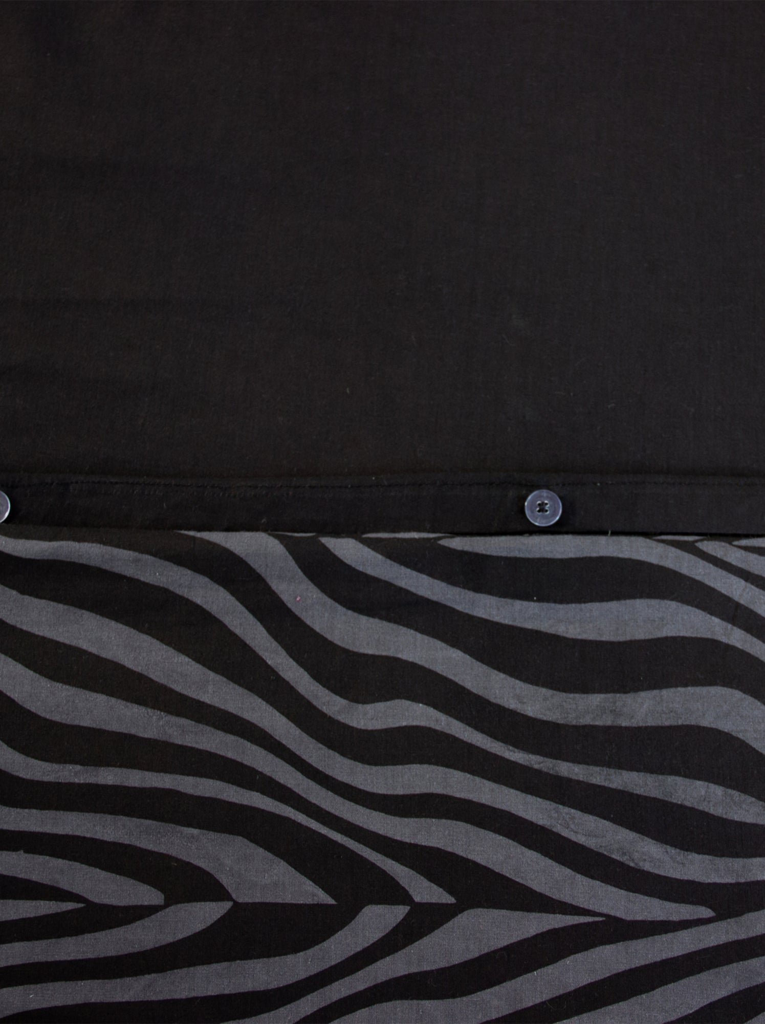 Parure de lit 3 pièces zèbre coton housse + taies - Noir
