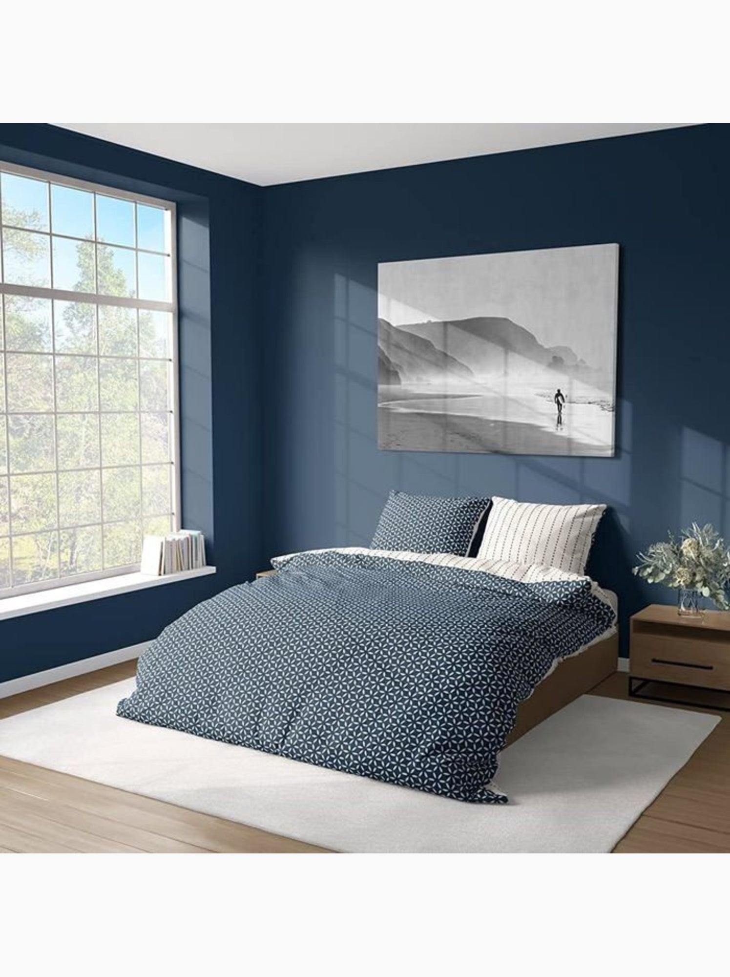 Parure de lit avec housse de couette 220x240 cm + 2 taies d'oreiller 63x63cm holy - Bleu