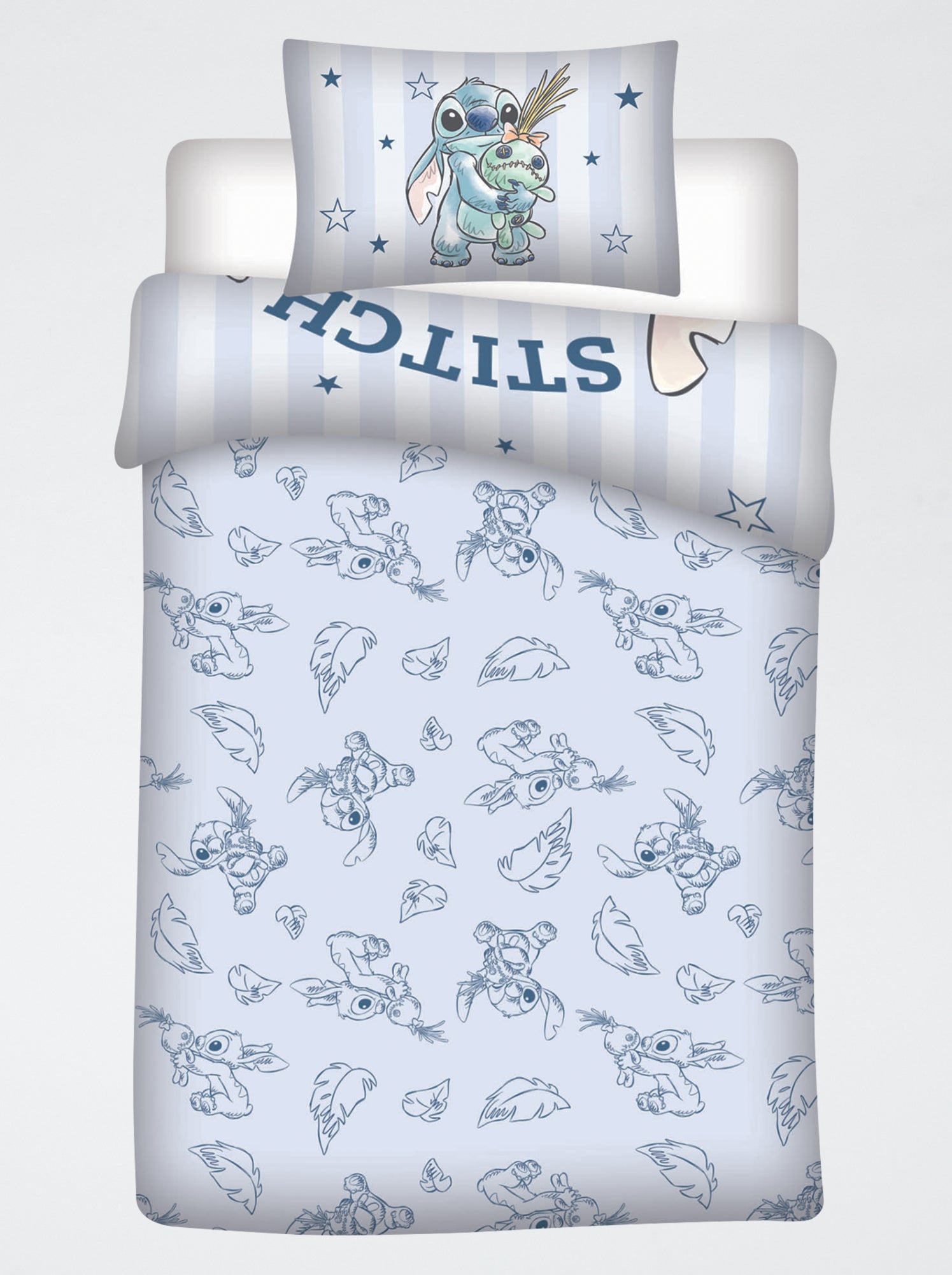 Parure de lit bébé 2 pièces - Housse de couette + taie d'oreiller - Bleu