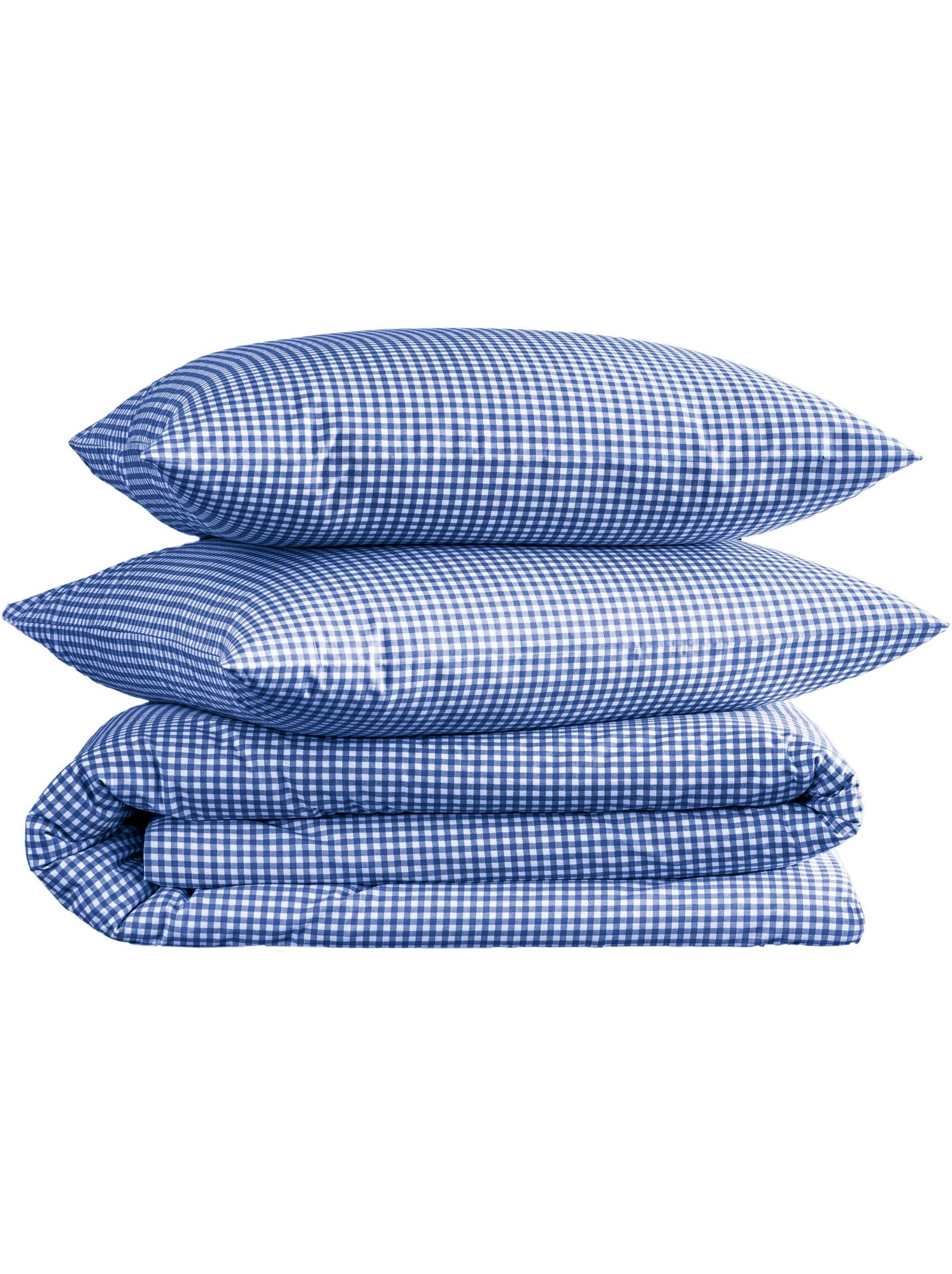 Parure de lit coton à petits carreaux vichy - Bleu