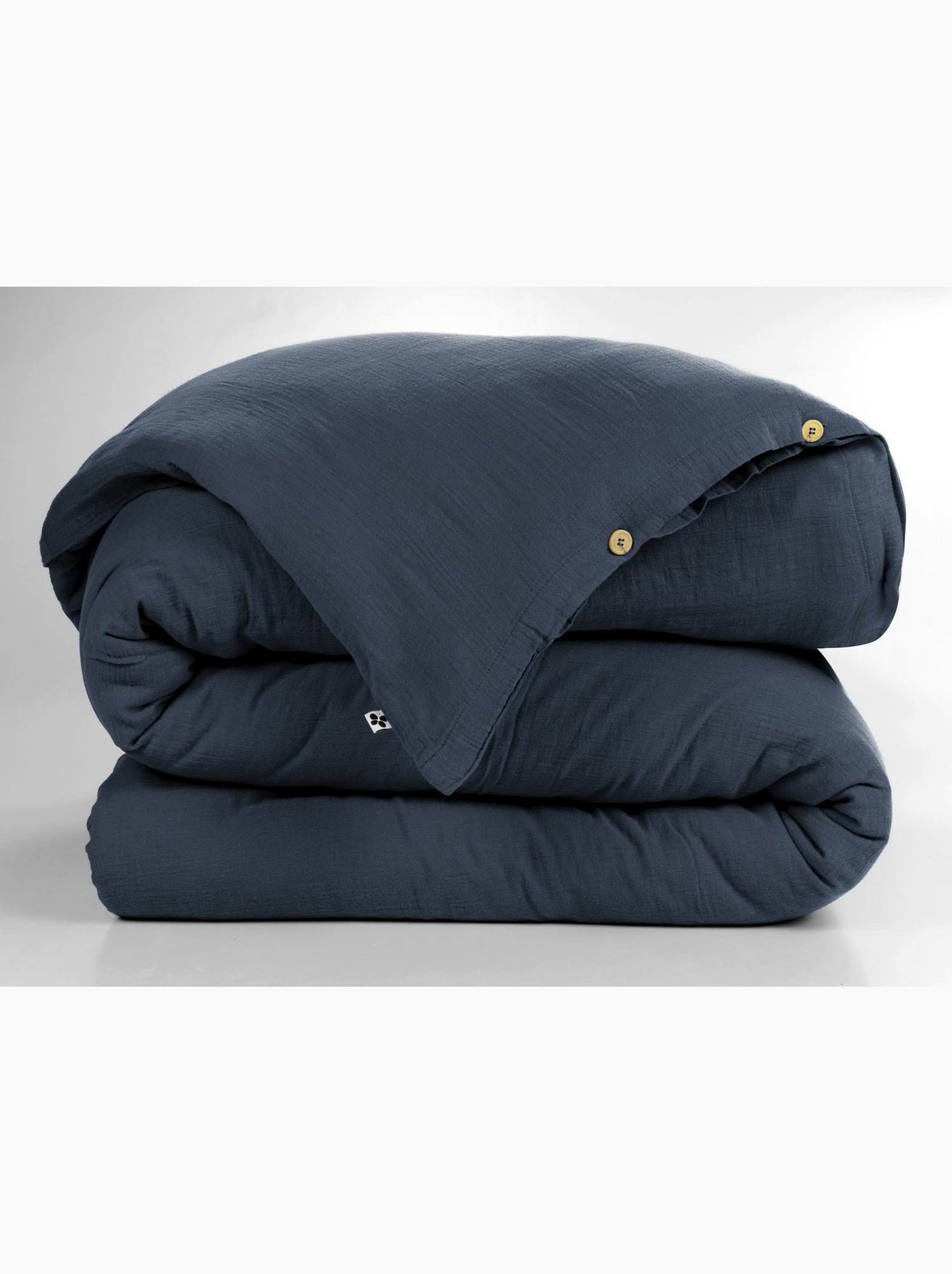 Parure de lit double gaze de coton gaïa + 2 taies 60x60 cm - Bleu nuit