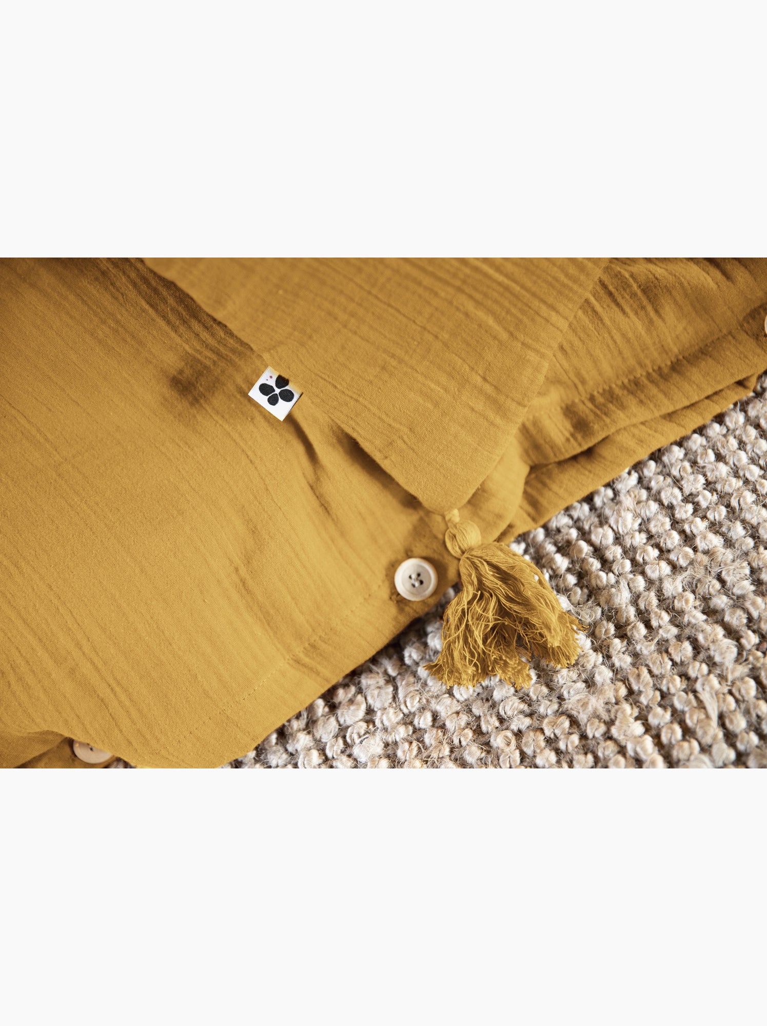 Parure de lit double gaze de coton gaïa + 2 taies 60x60 cm - Safran
