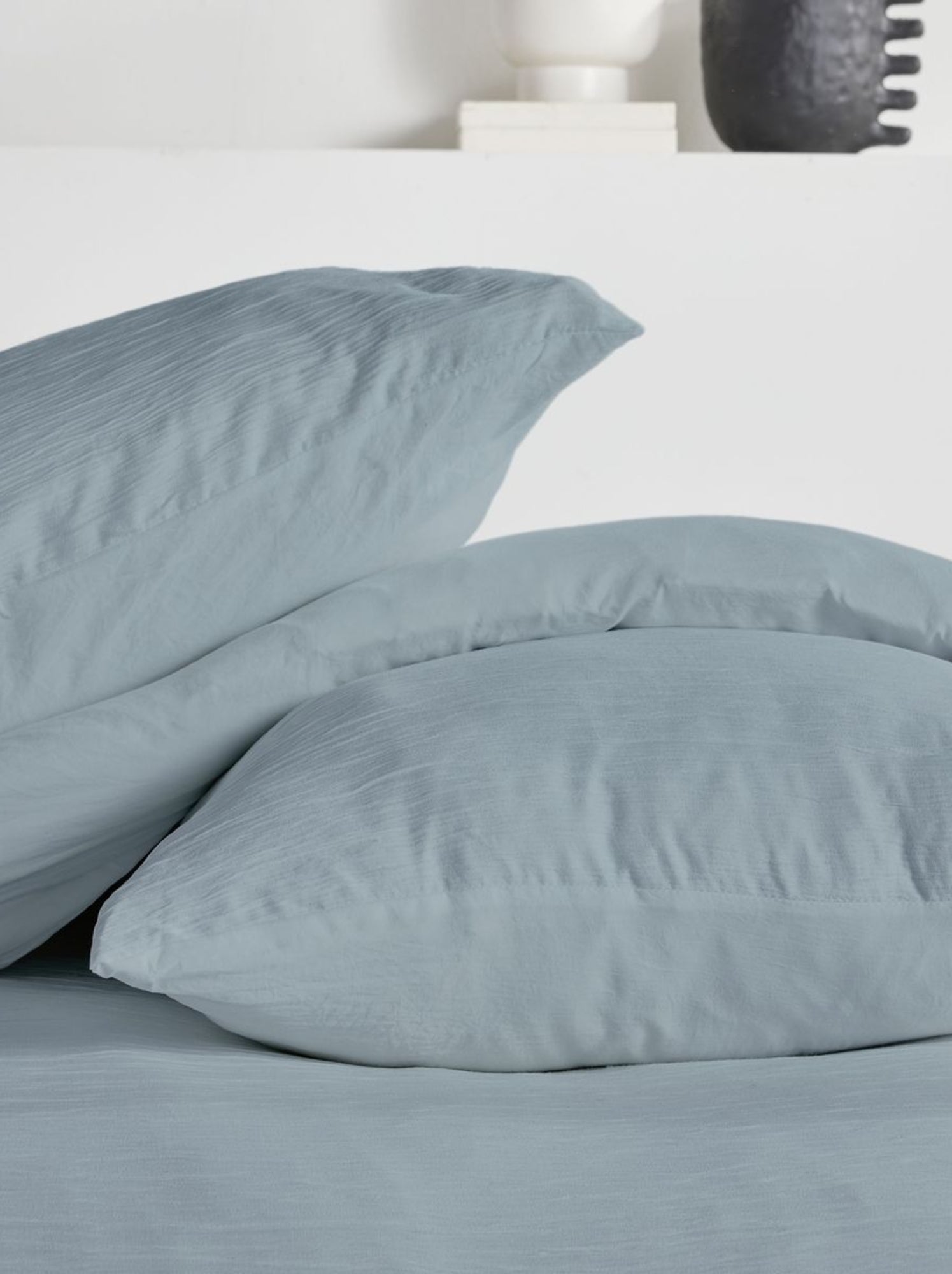 Parure de lit effet crépon unie ESSENTIAL - Gris