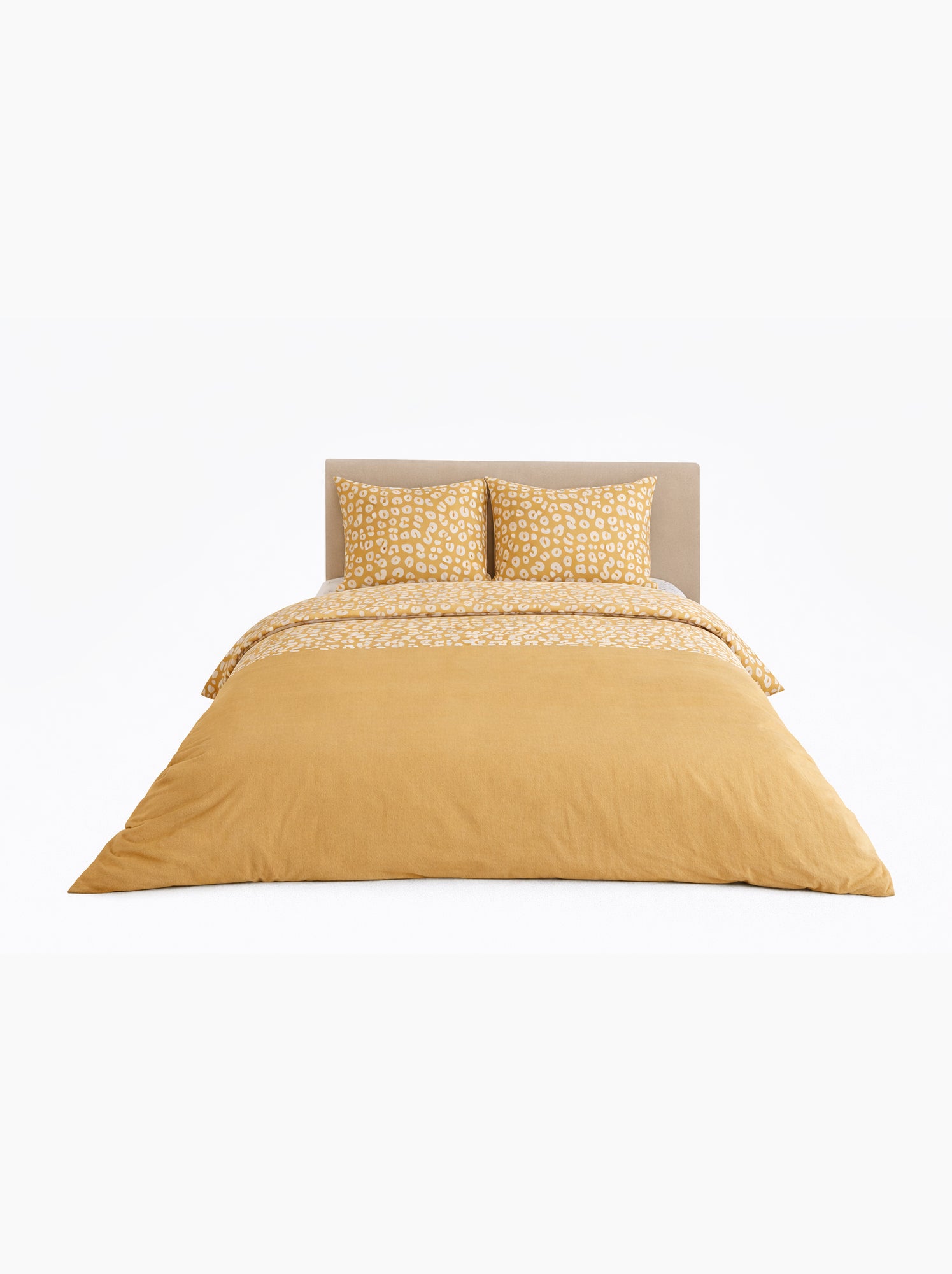 Parure de lit en coton réversible - imprimé léopard jaune - 240x220 / jaune - Jaune