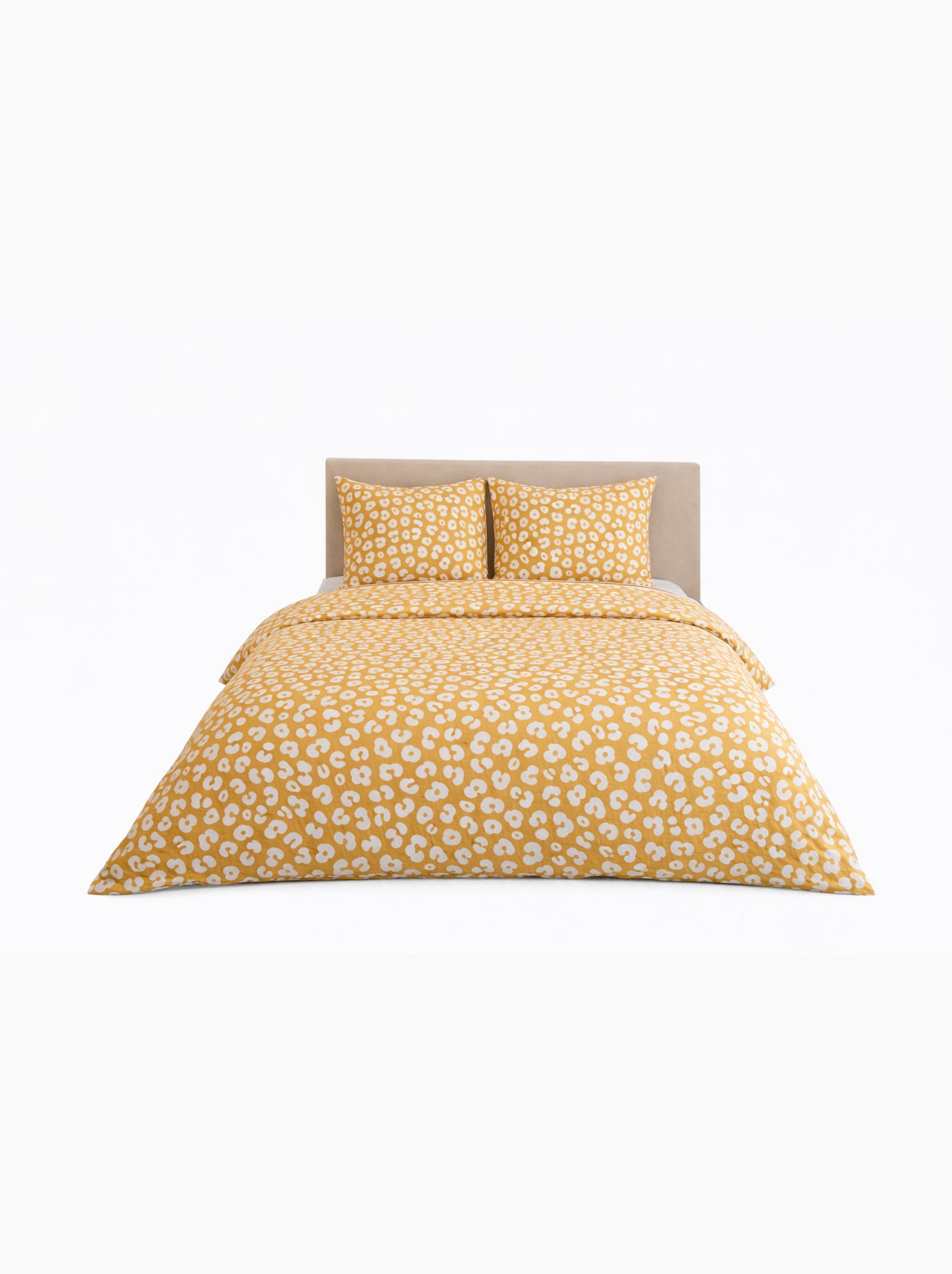 Parure de lit en coton réversible - imprimé léopard jaune - 240x220 / jaune - Jaune