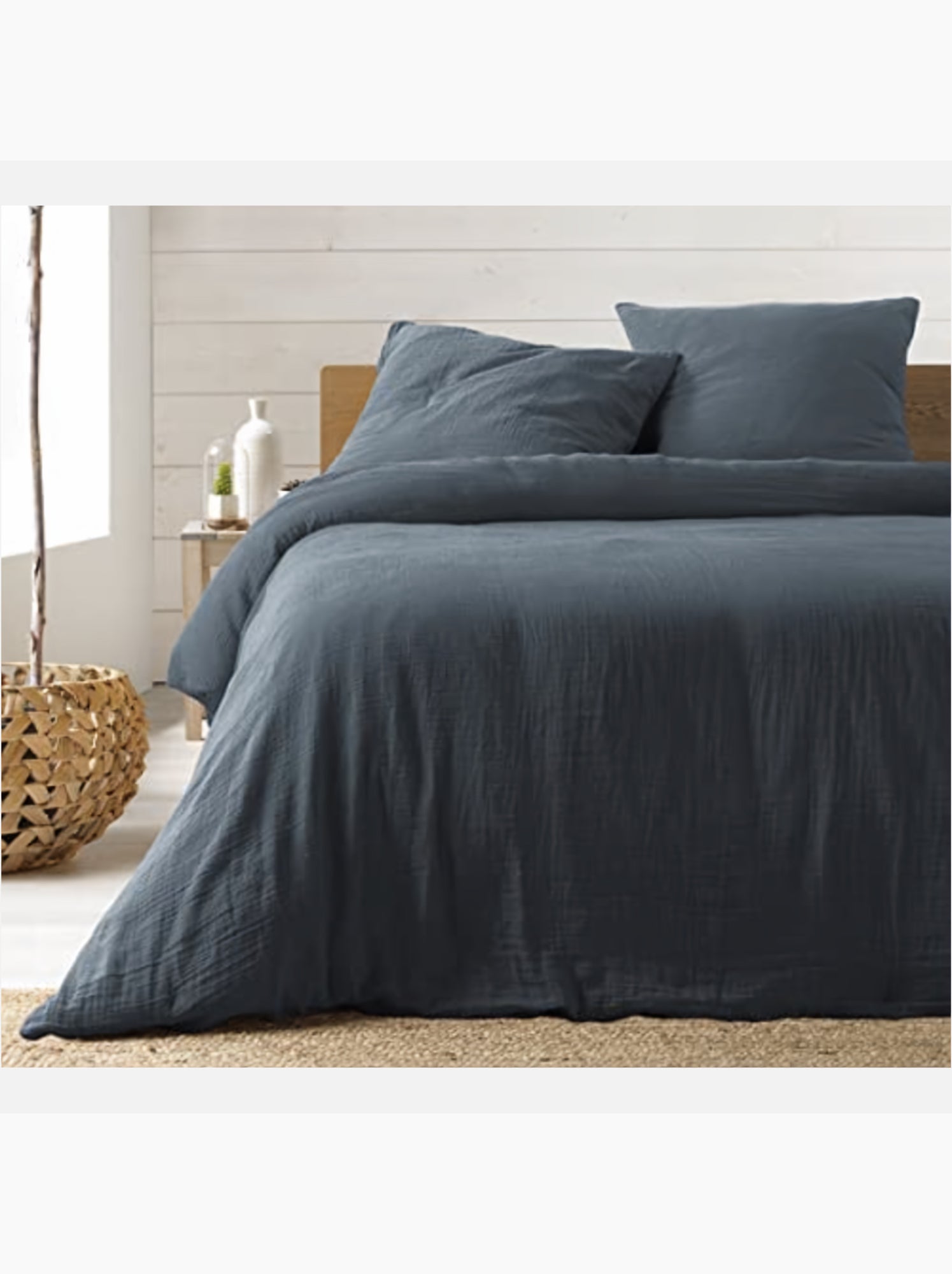 Parure de lit en Gaze de Coton - Promo linge - Bleu