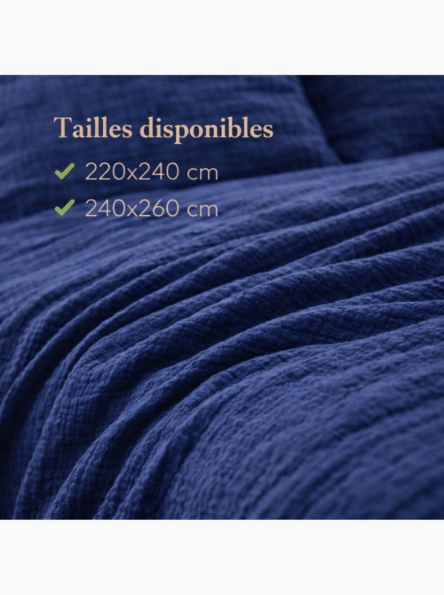 Parure de lit en Gaze de Coton - Promo linge - Bleu