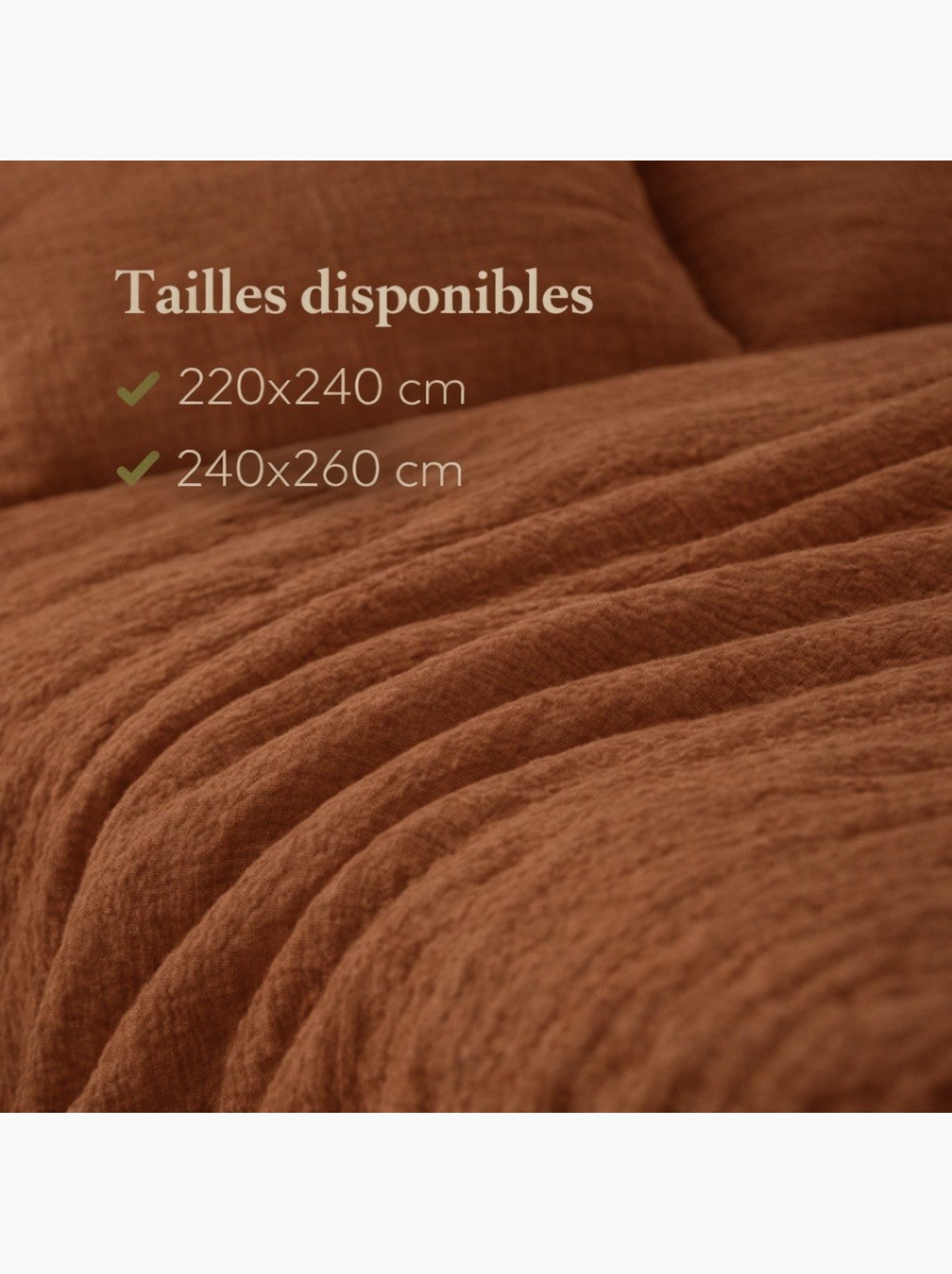 Parure de lit en Gaze de Coton - Promo linge - Marron glacé