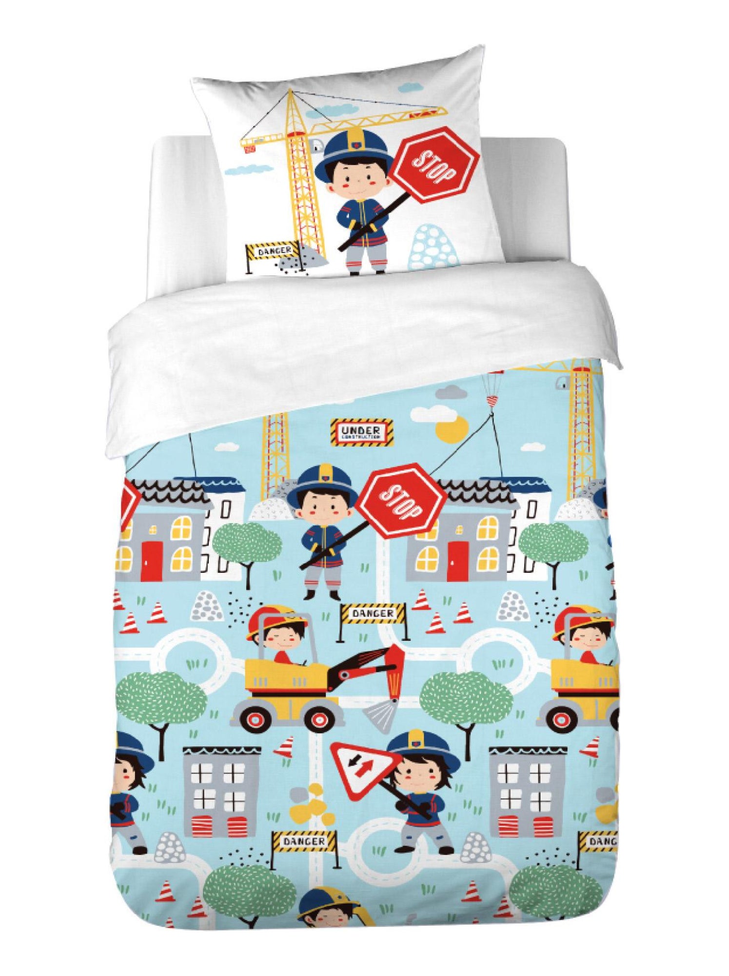 Parure de lit enfant à 2 ambiances - Bleu ciel