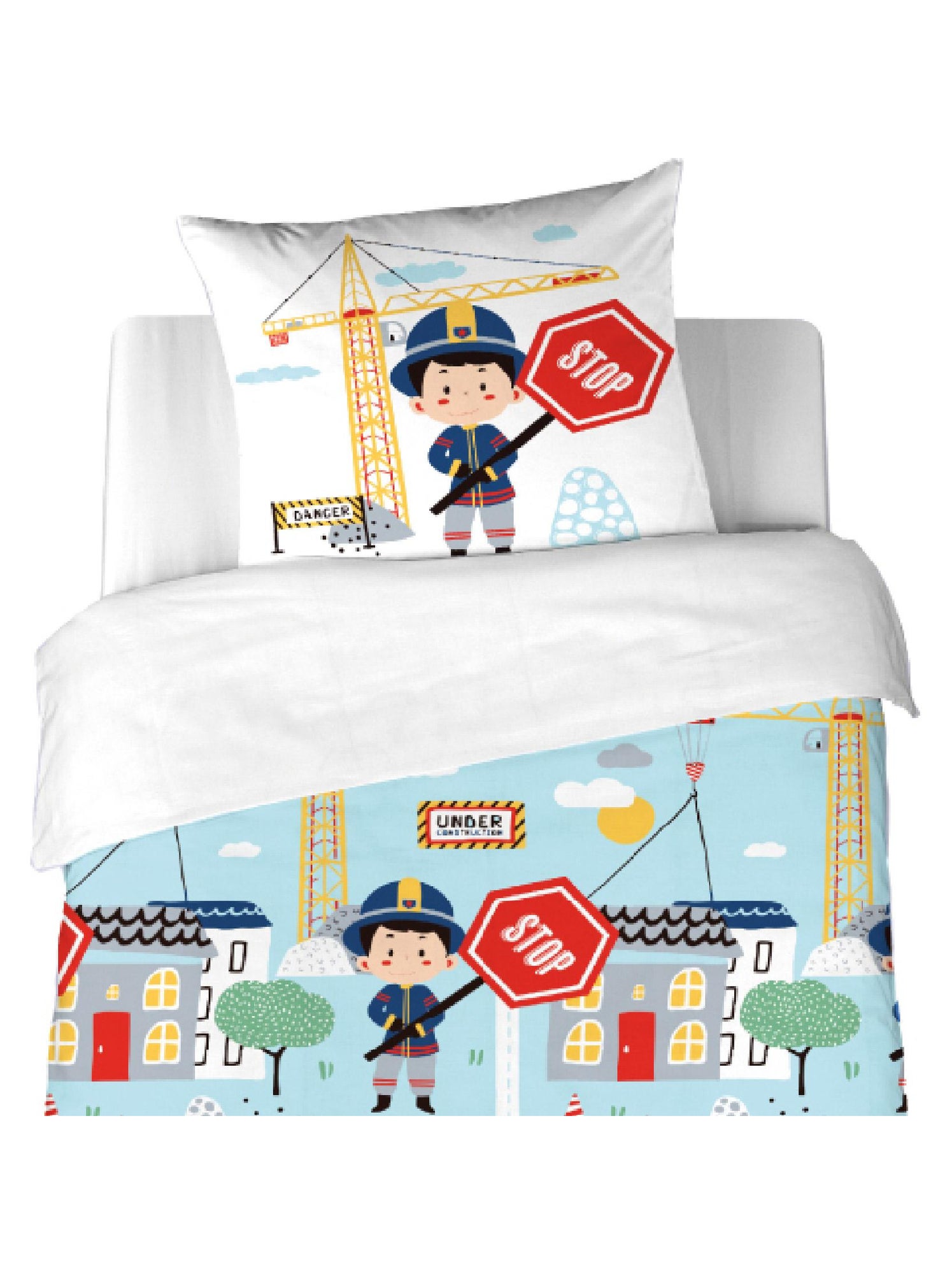 Parure de lit enfant à 2 ambiances - Bleu ciel