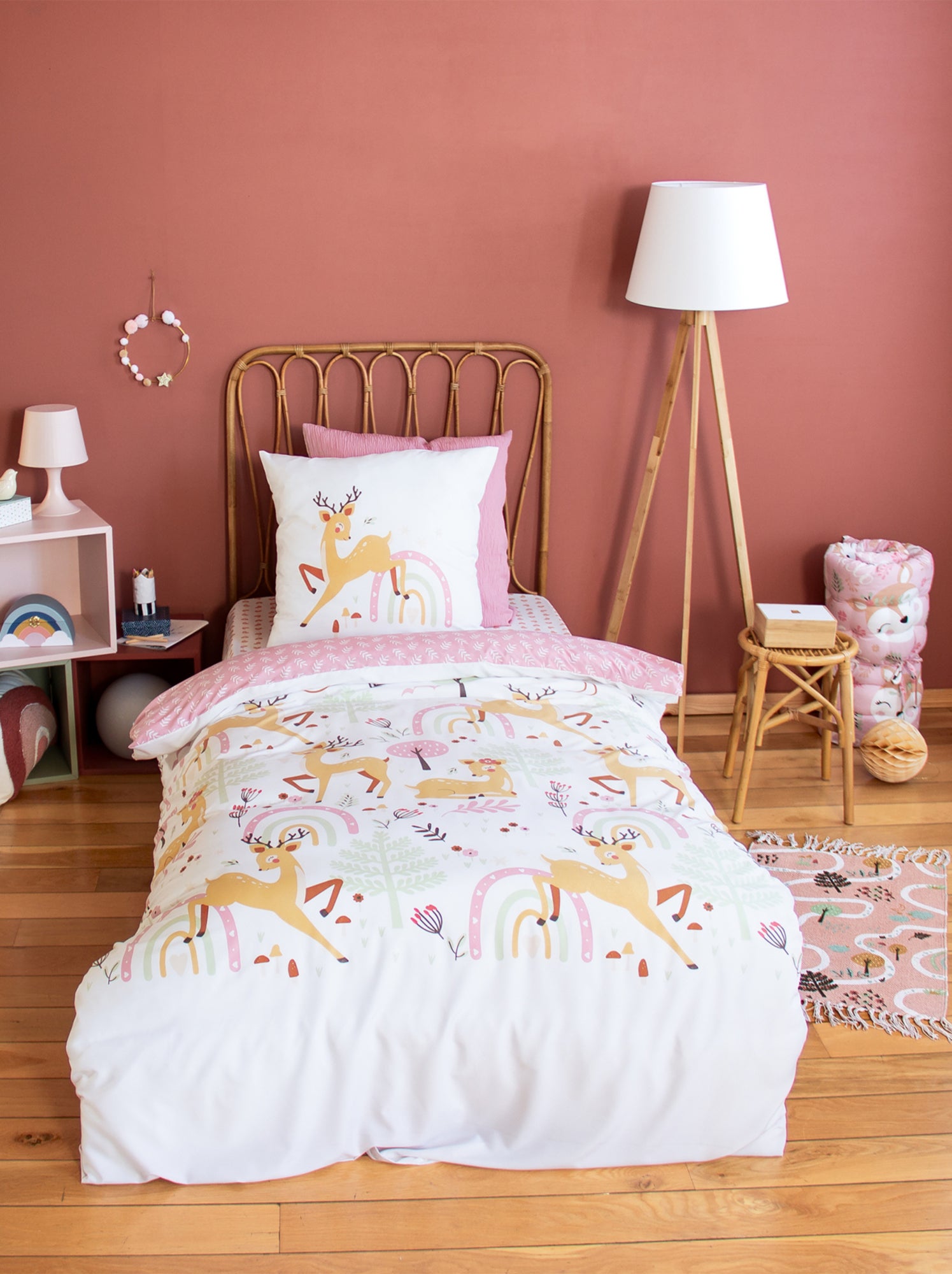 Parure de lit enfant biche forêt - Blanc