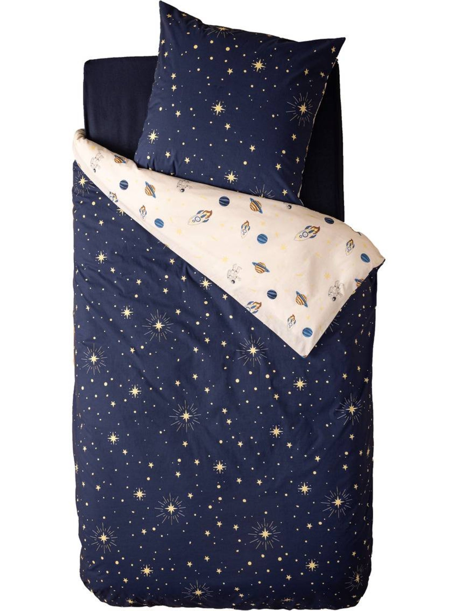 Parure de lit enfant imprimé réversible espace - Bleu