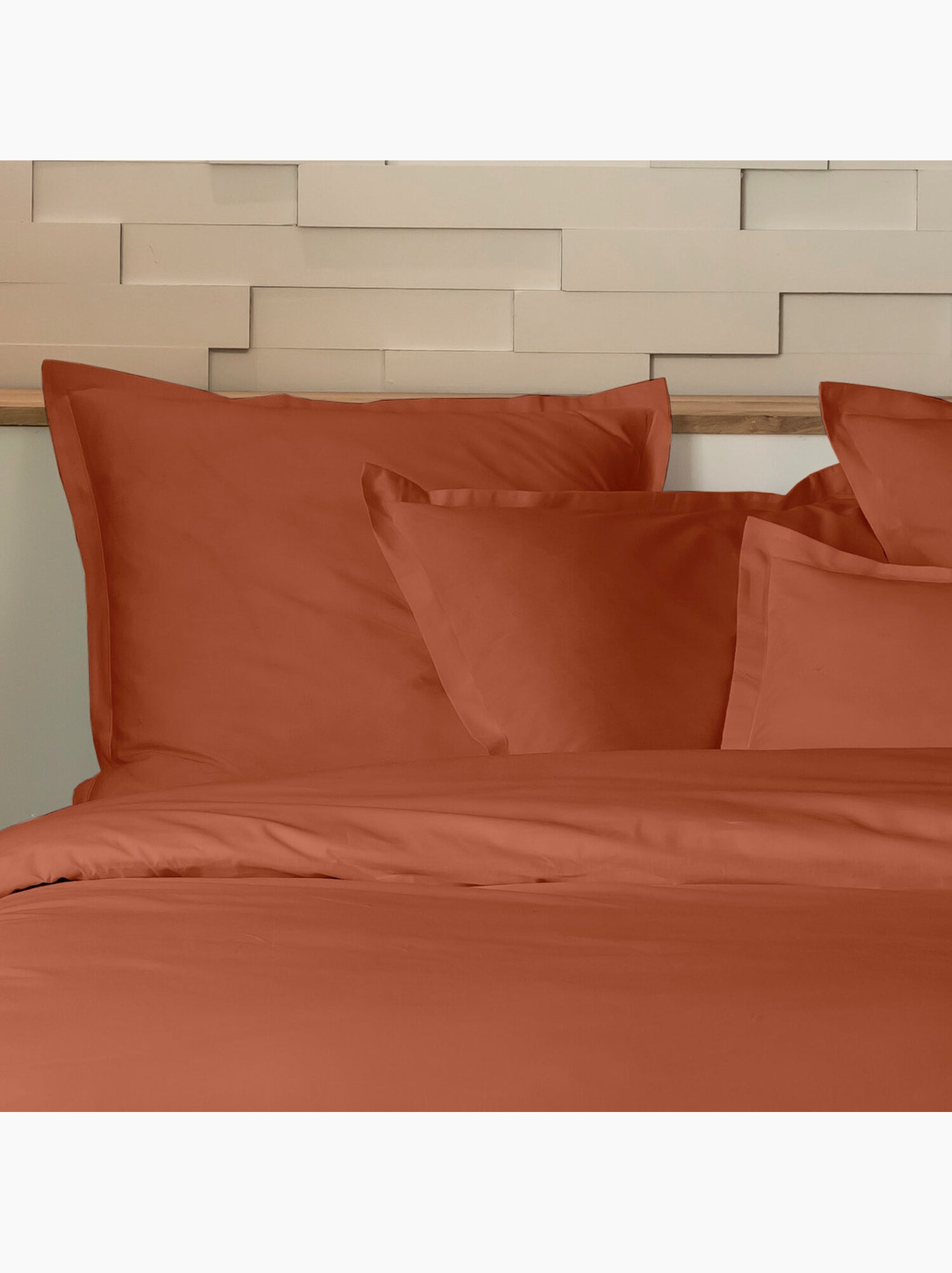 Parure de lit 240x220 cm percale de coton unie - mura - Terracotta