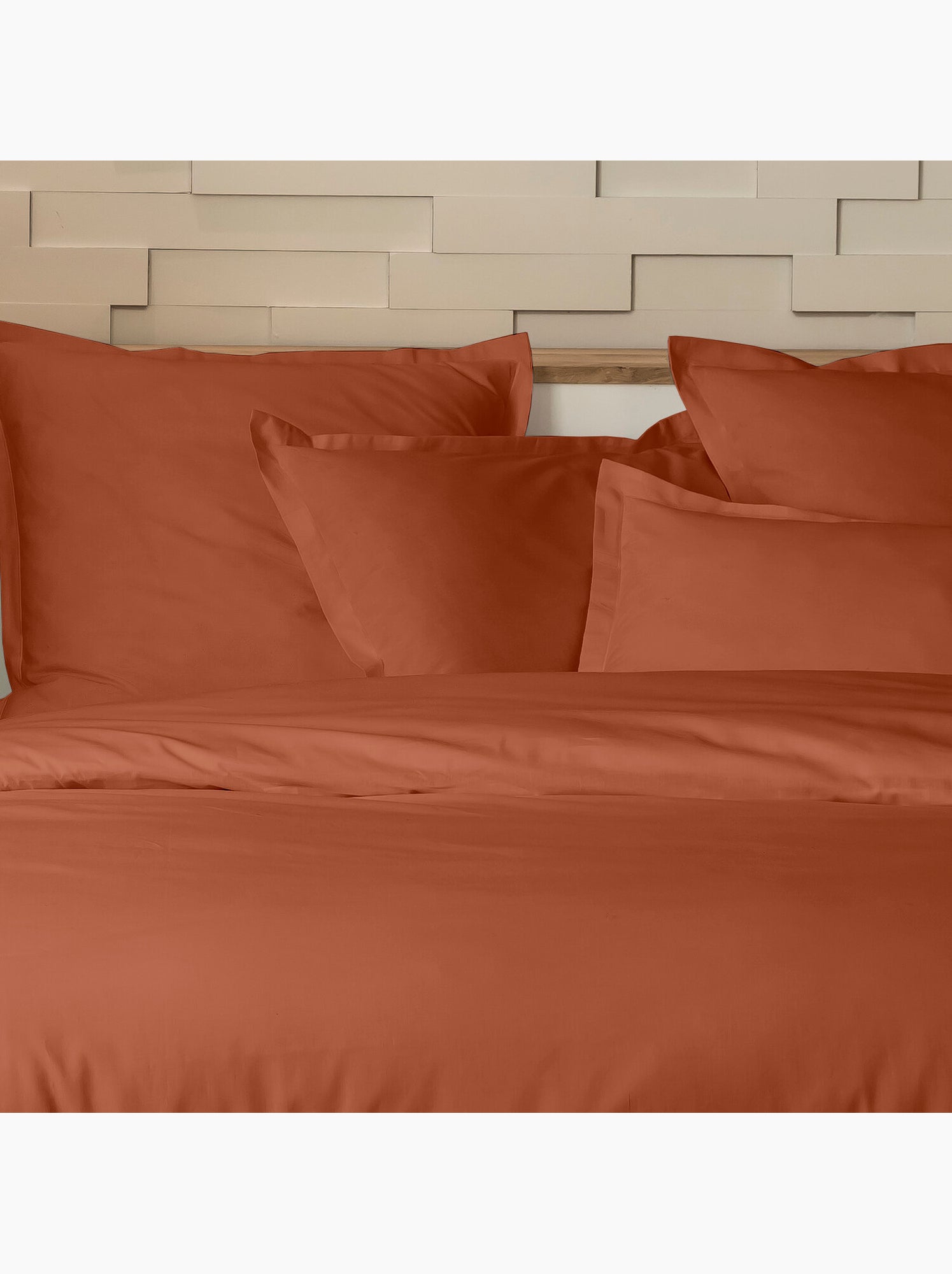 Parure de lit 240x220 cm percale de coton unie - mura - Terracotta