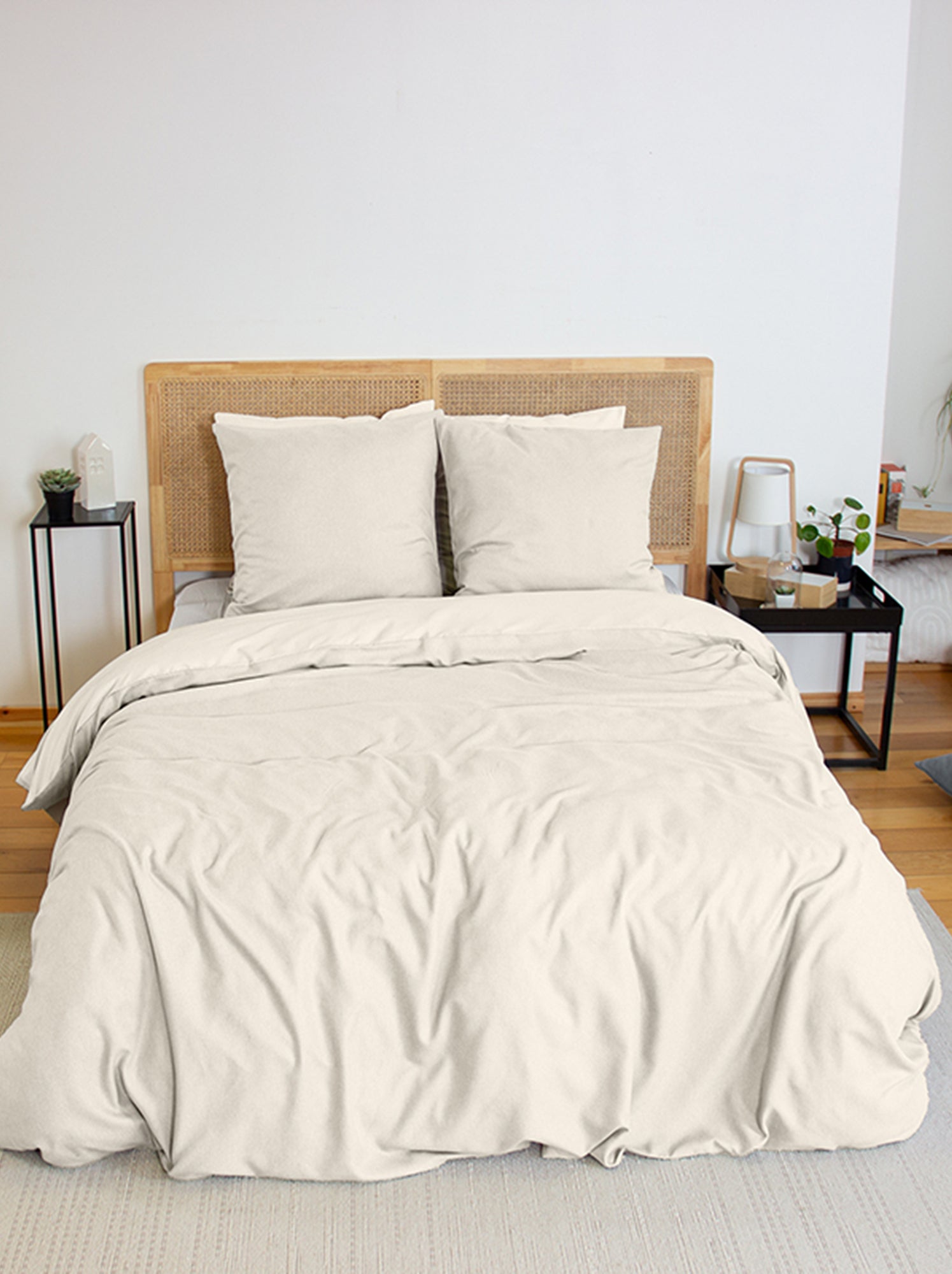 Parure de lit esprit flanelle - 2 personnes - Beige