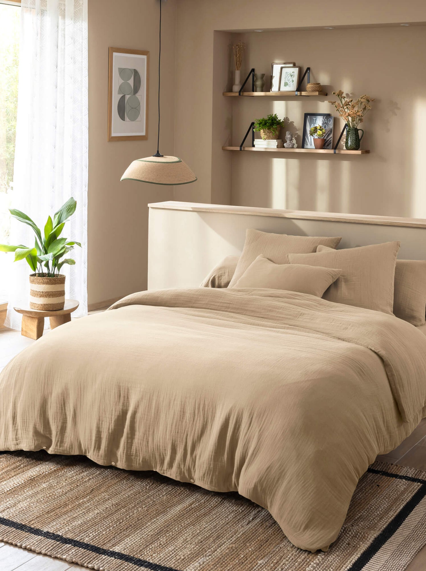 Parure de lit gaze de coton noa - Beige