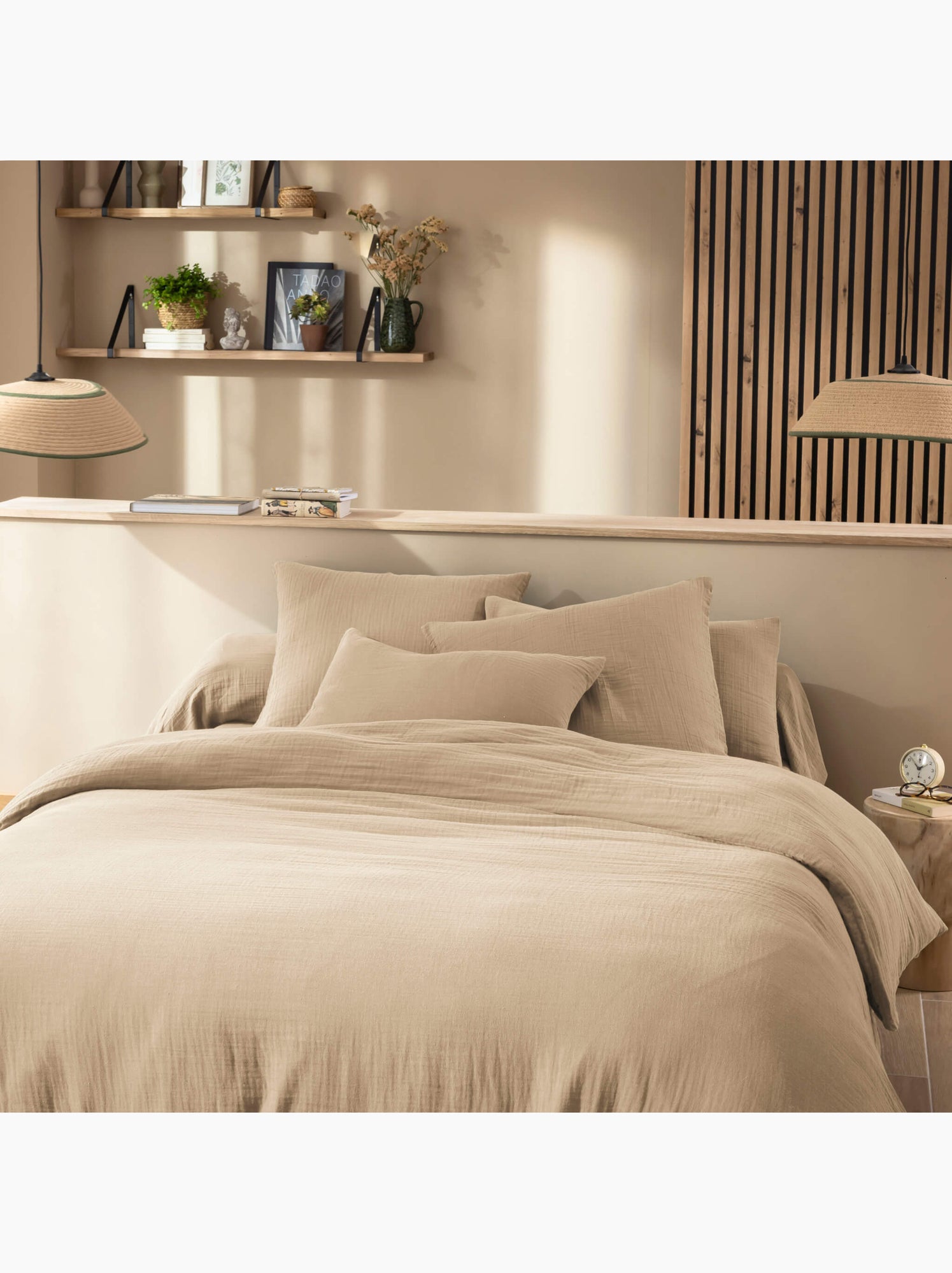 Parure de lit gaze de coton noa - Beige
