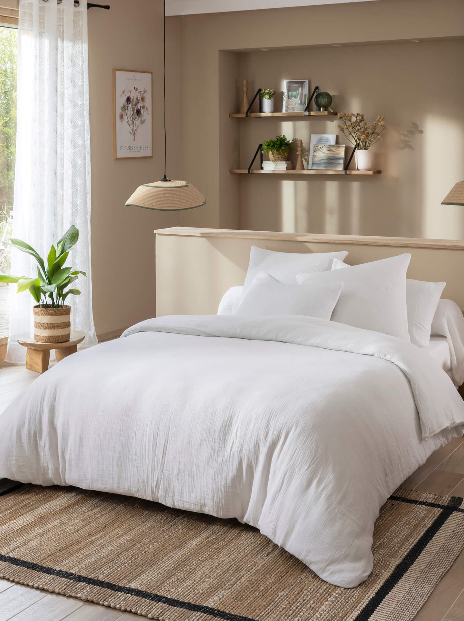 Parure de lit gaze de coton noa - Blanc