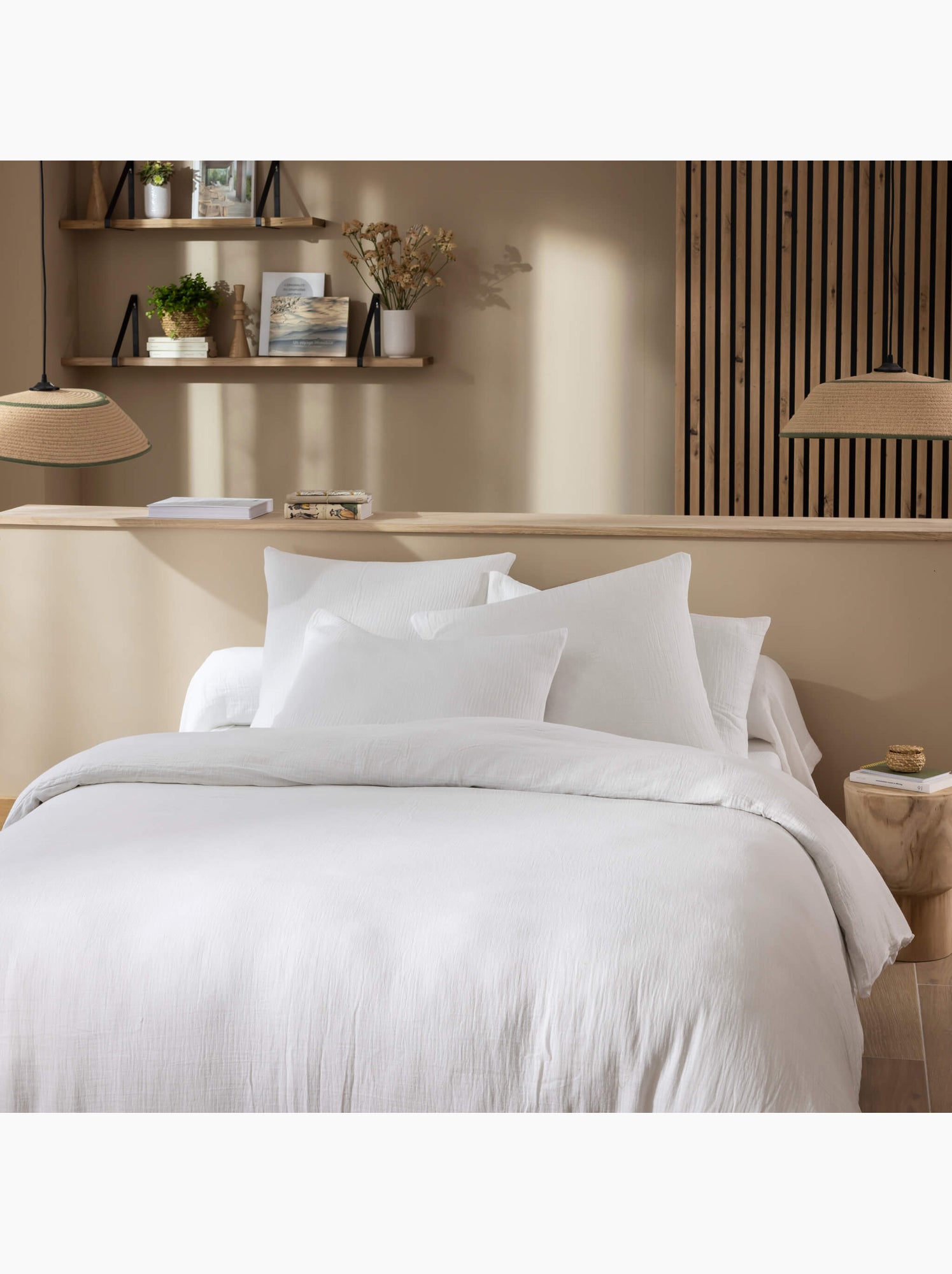 Parure de lit gaze de coton noa - Blanc