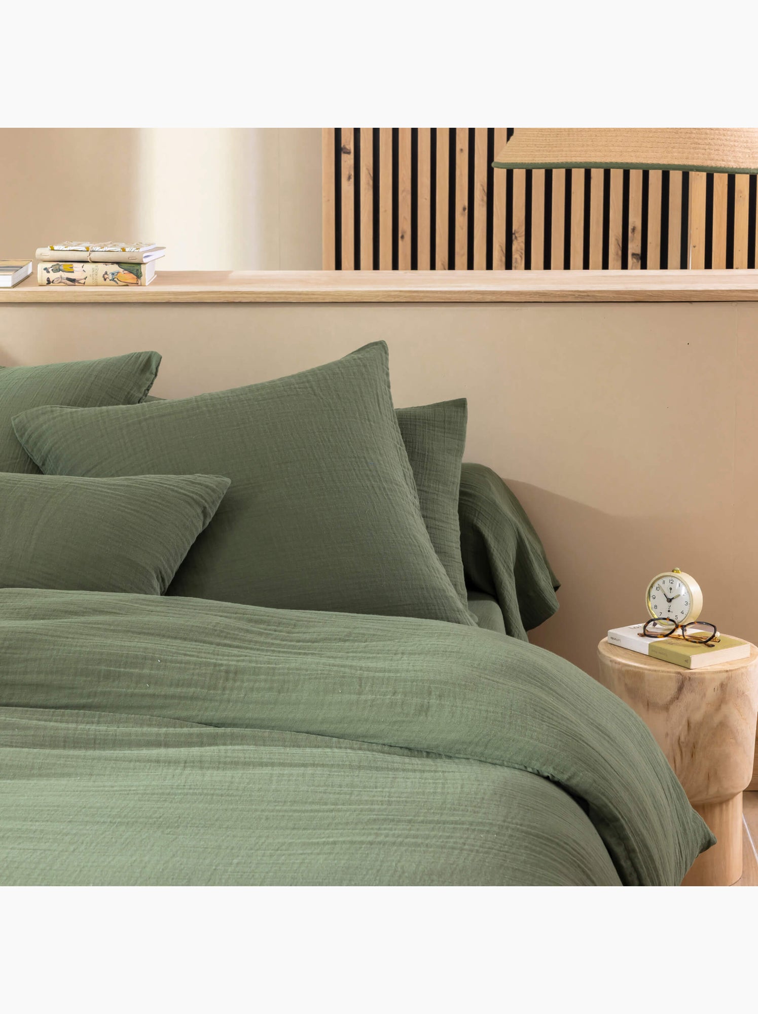 Parure de lit gaze de coton noa - Kaki