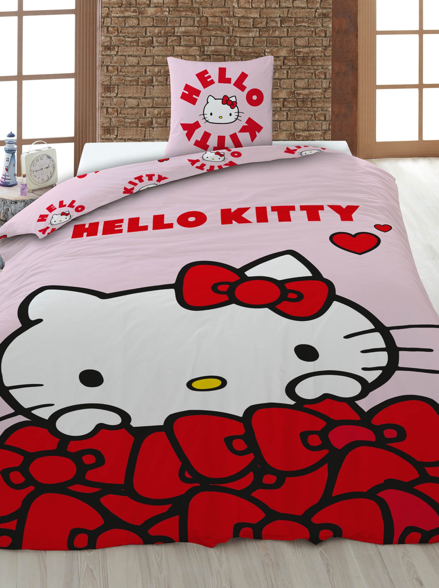Parure de lit 'Hello Kitty' - 1 parure - Rouge