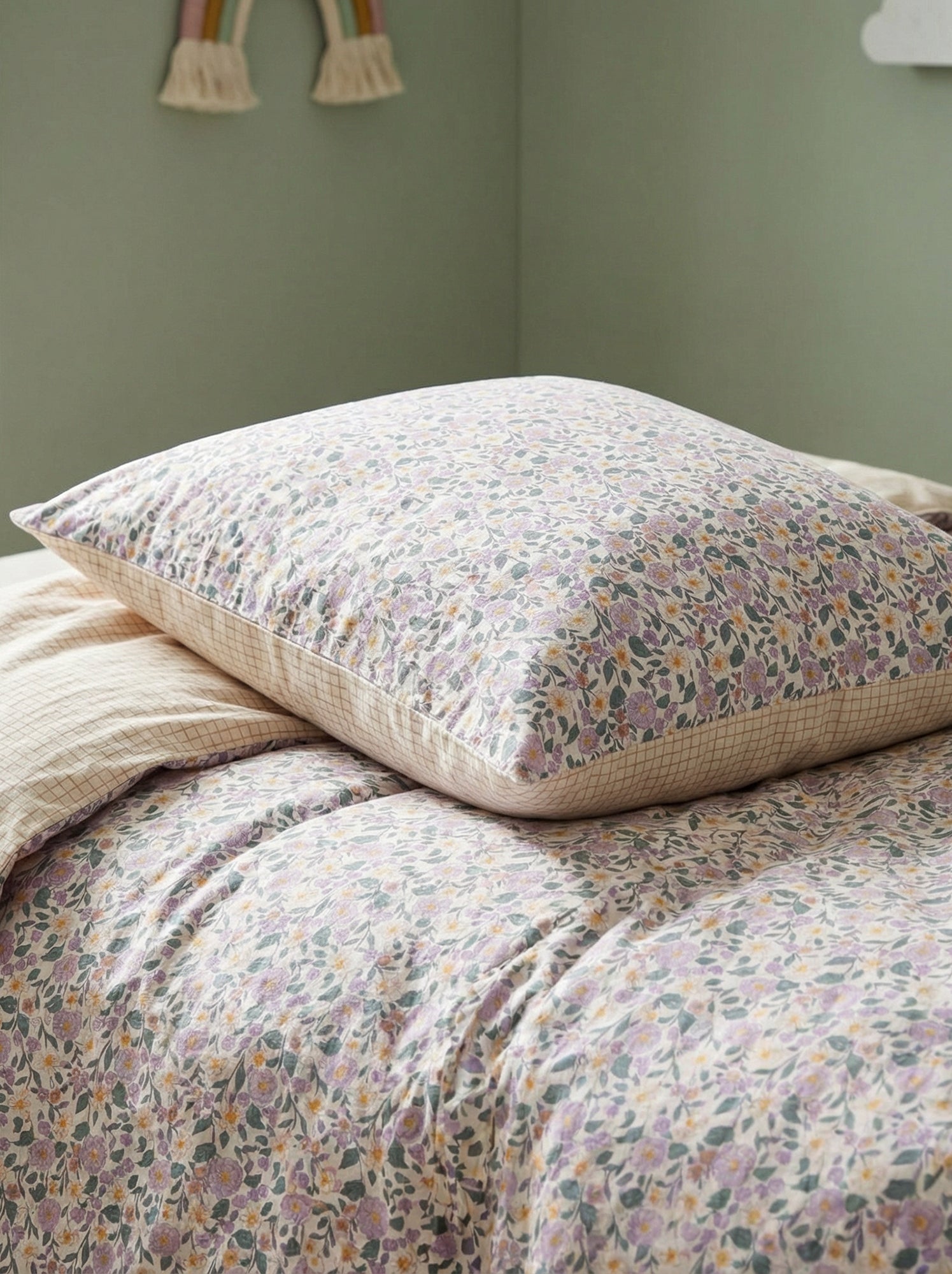 Parure de lit 1 personne 140x200 cm en coton - Violet
