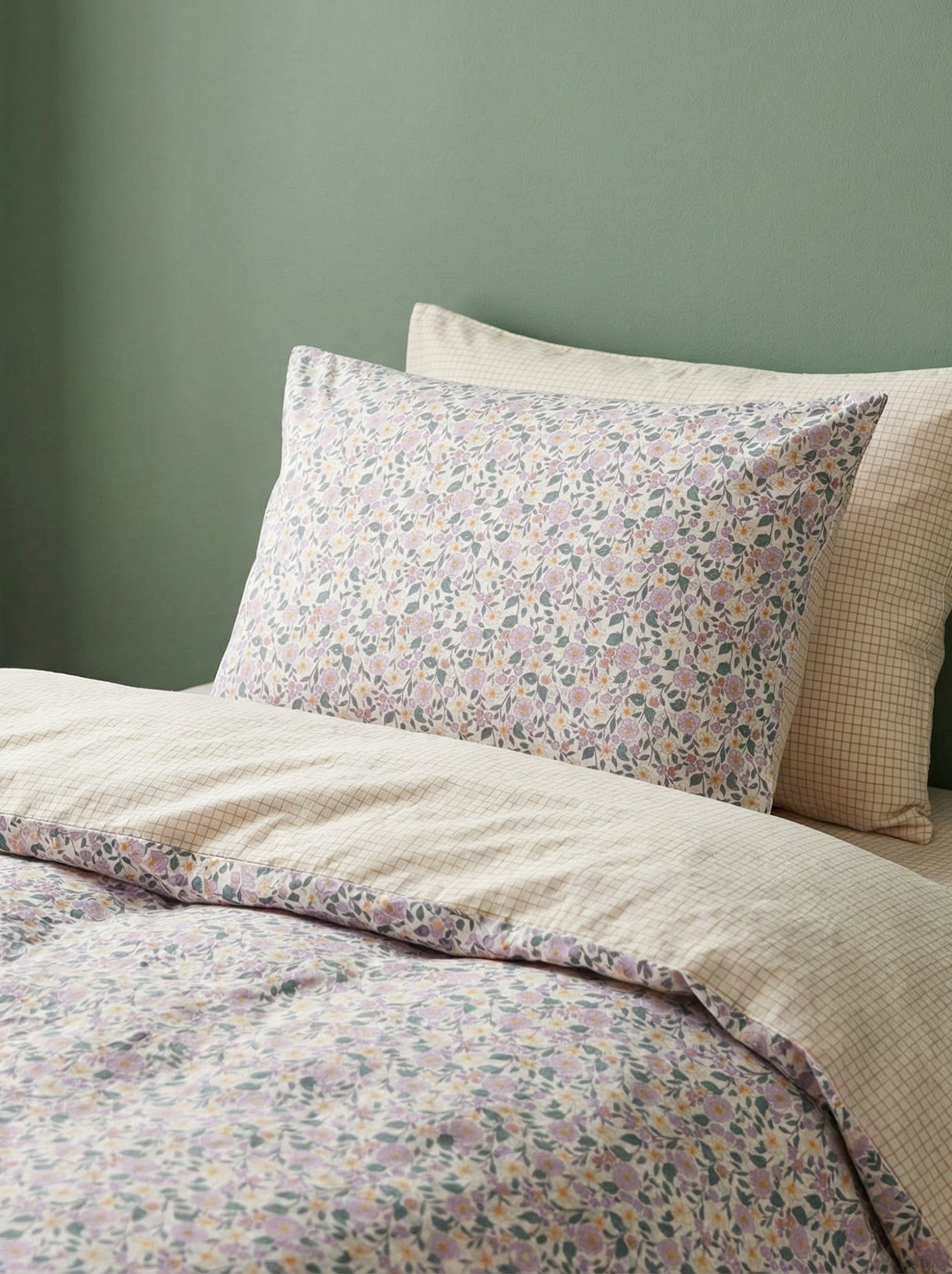 Parure de lit 1 personne 140x200 cm en coton - Violet