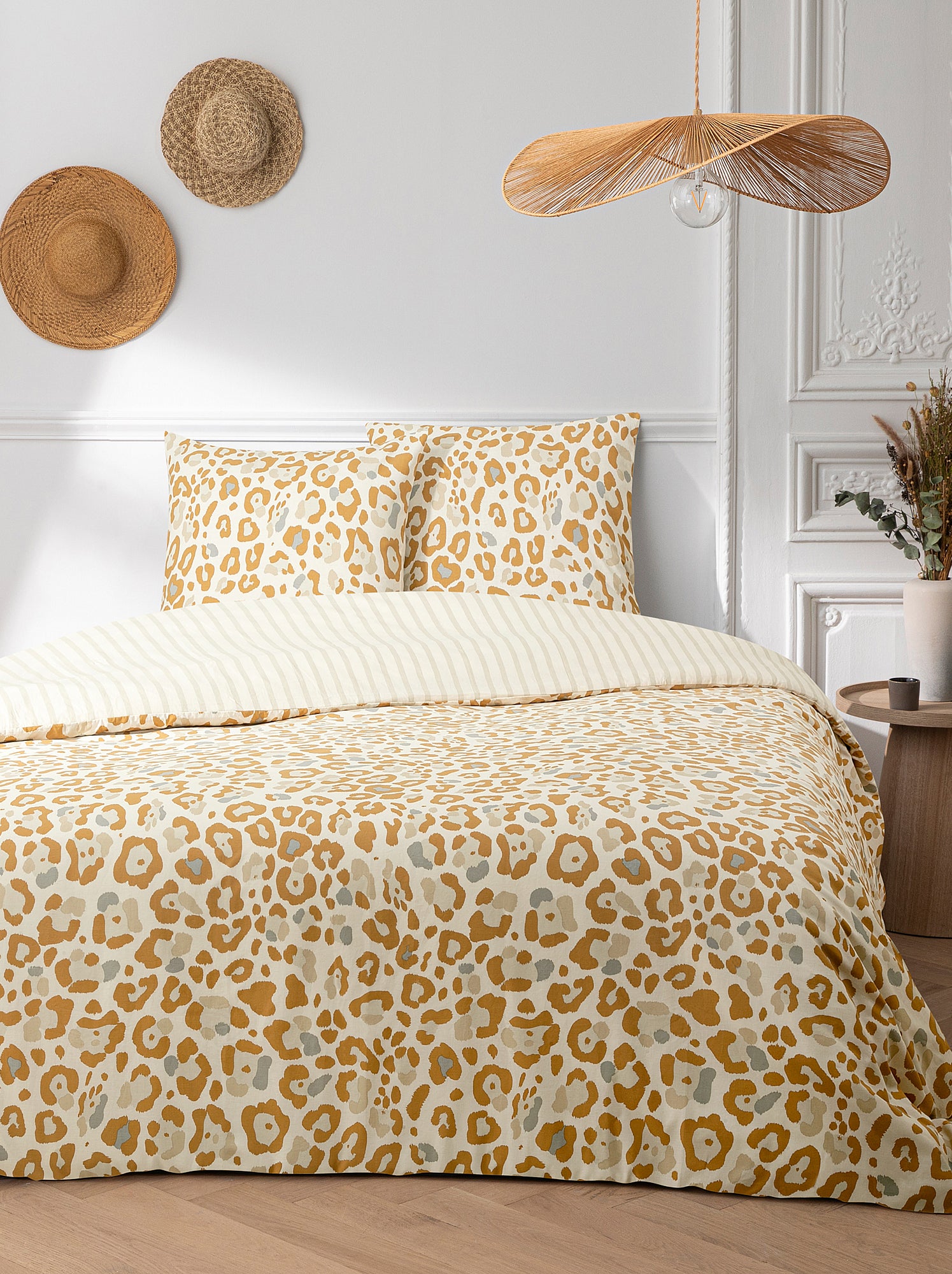Parure de lit imprimé - 2 personnes - Beige
