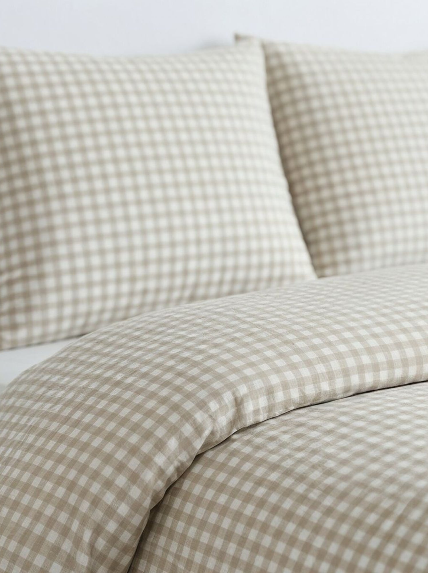 Parure de lit imprimé A carreaux CRAZY NAIS - Beige