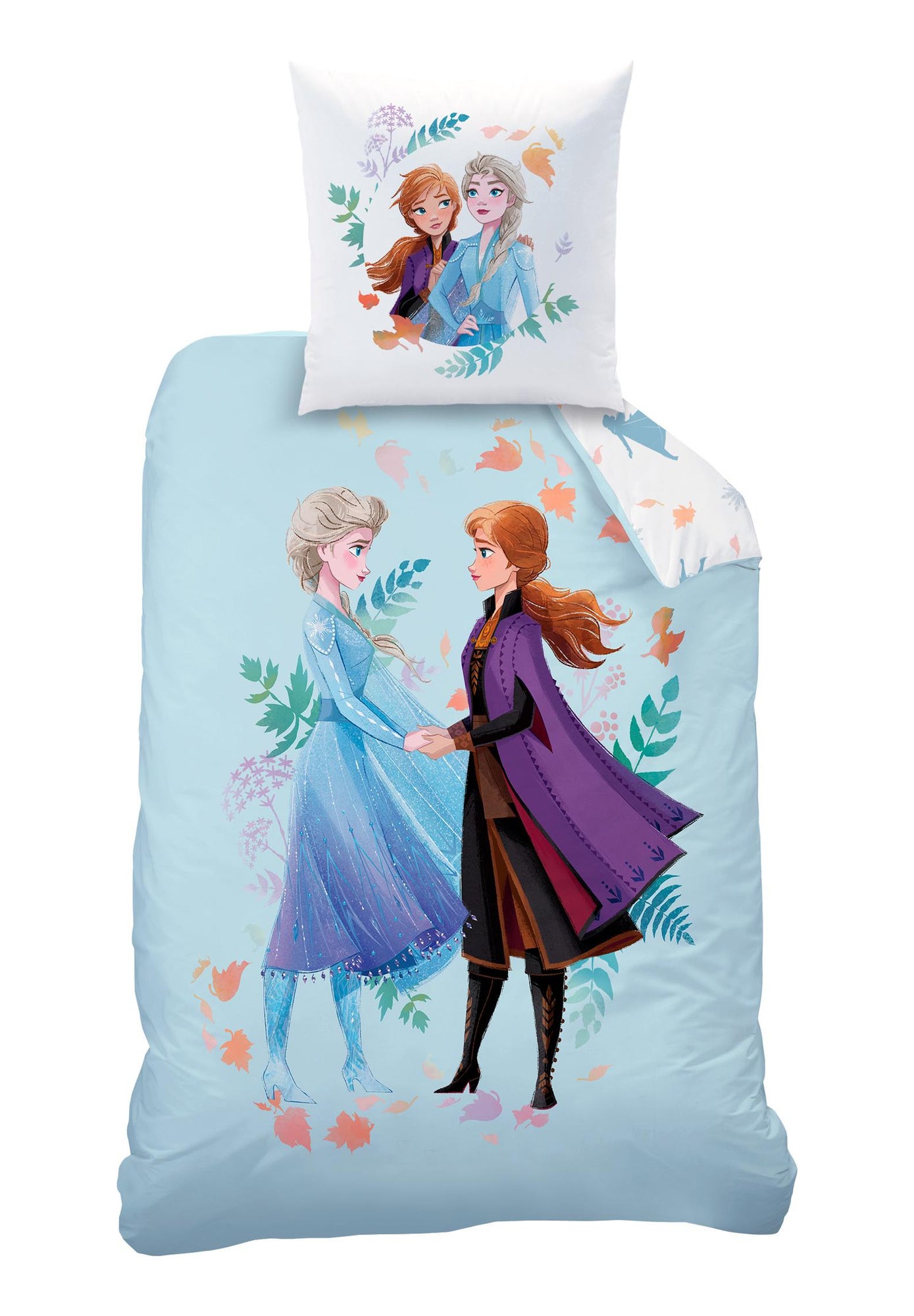 Parure de lit imprimée 100% coton, DISNEY HOME FROZEN SISTERS - Bleu