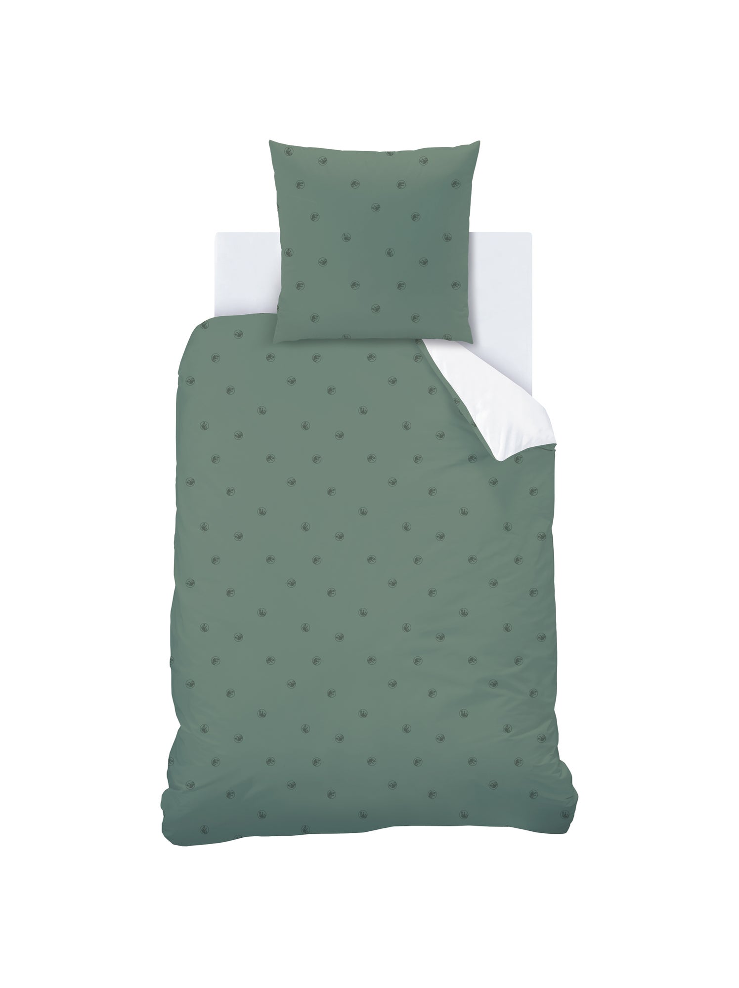 Parure de lit imprimée 100% coton, JURASSIC WORLD EMPREINTE - Blanc