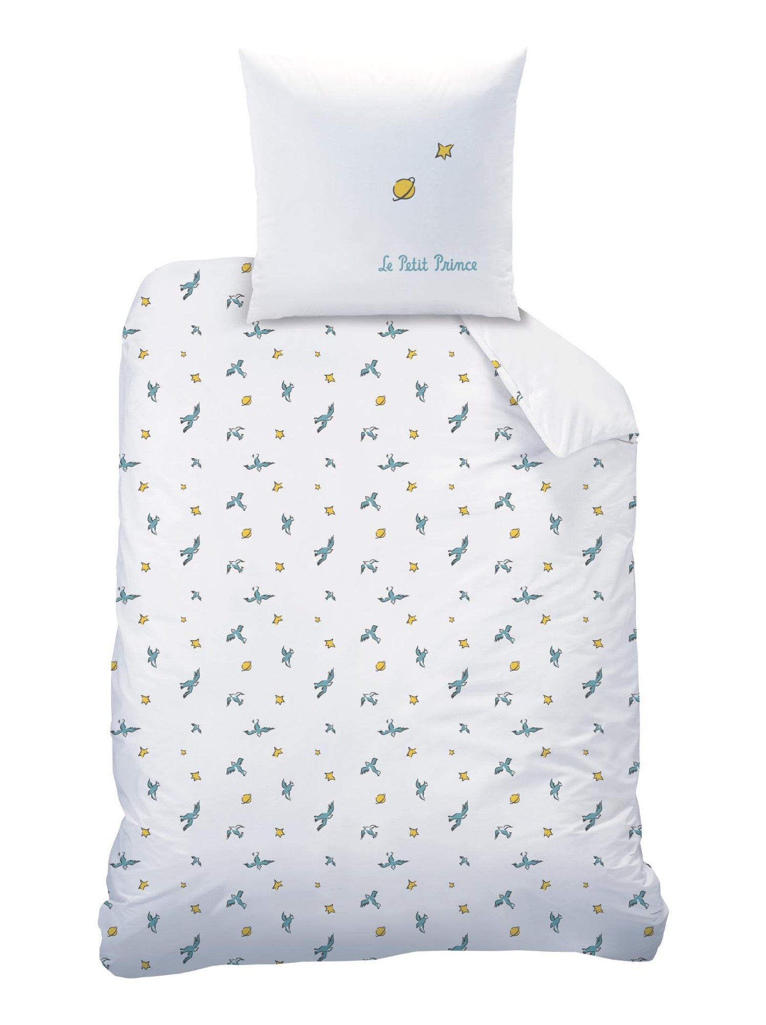 Parure de lit imprimée 100% coton, LE PETIT PRINCE BIRDS - Blanc